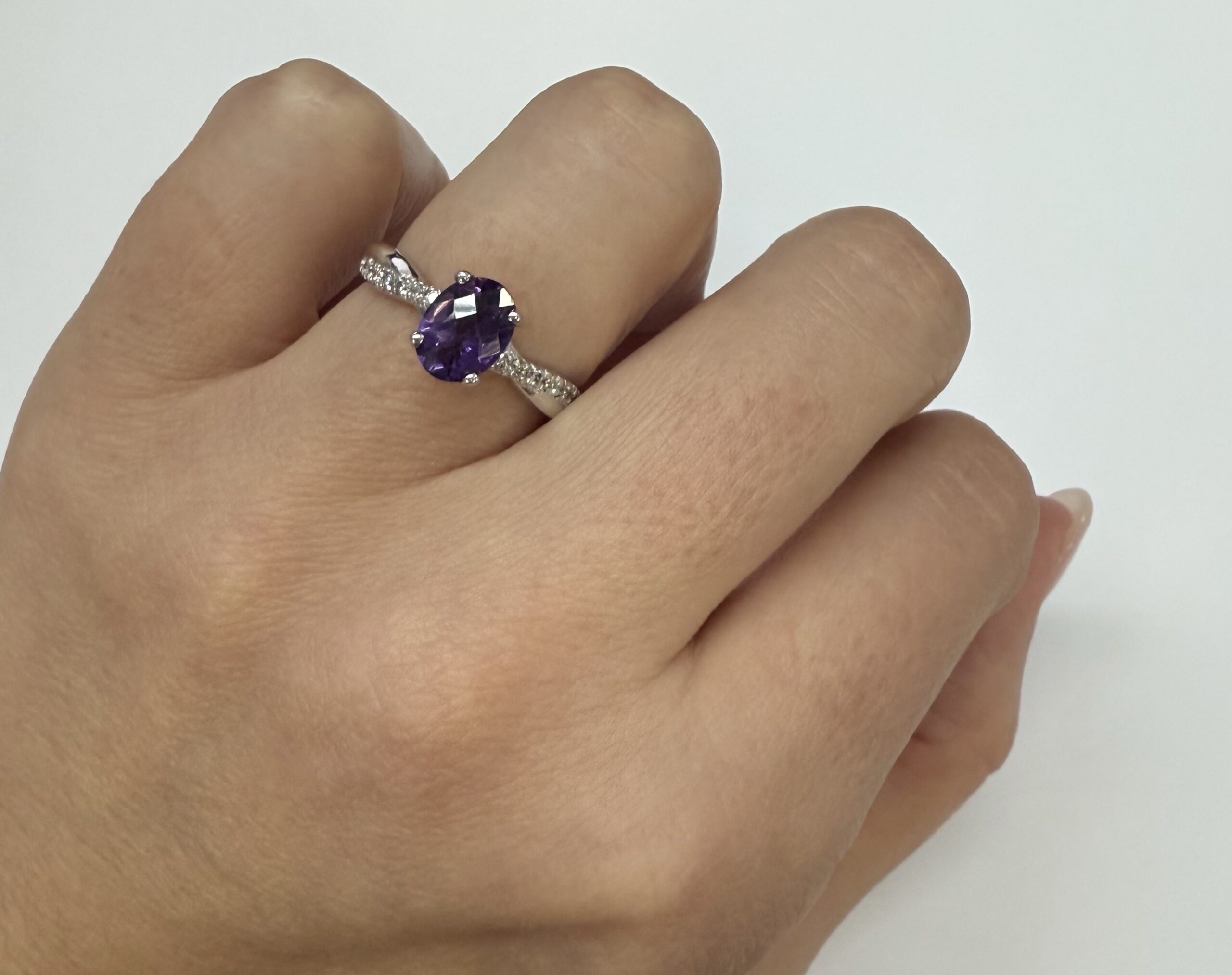14k White Gold Genuine 1.01 Cttw Amethyst Ring With Braided Diamond Band - Image 23
