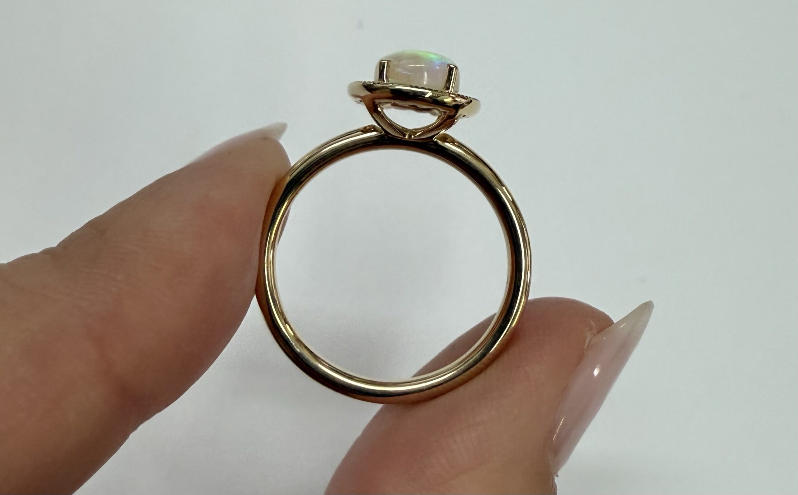 14k Yellow Gold Genuine .94 Cttw Opal & Diamond Halo Ring - Image 14