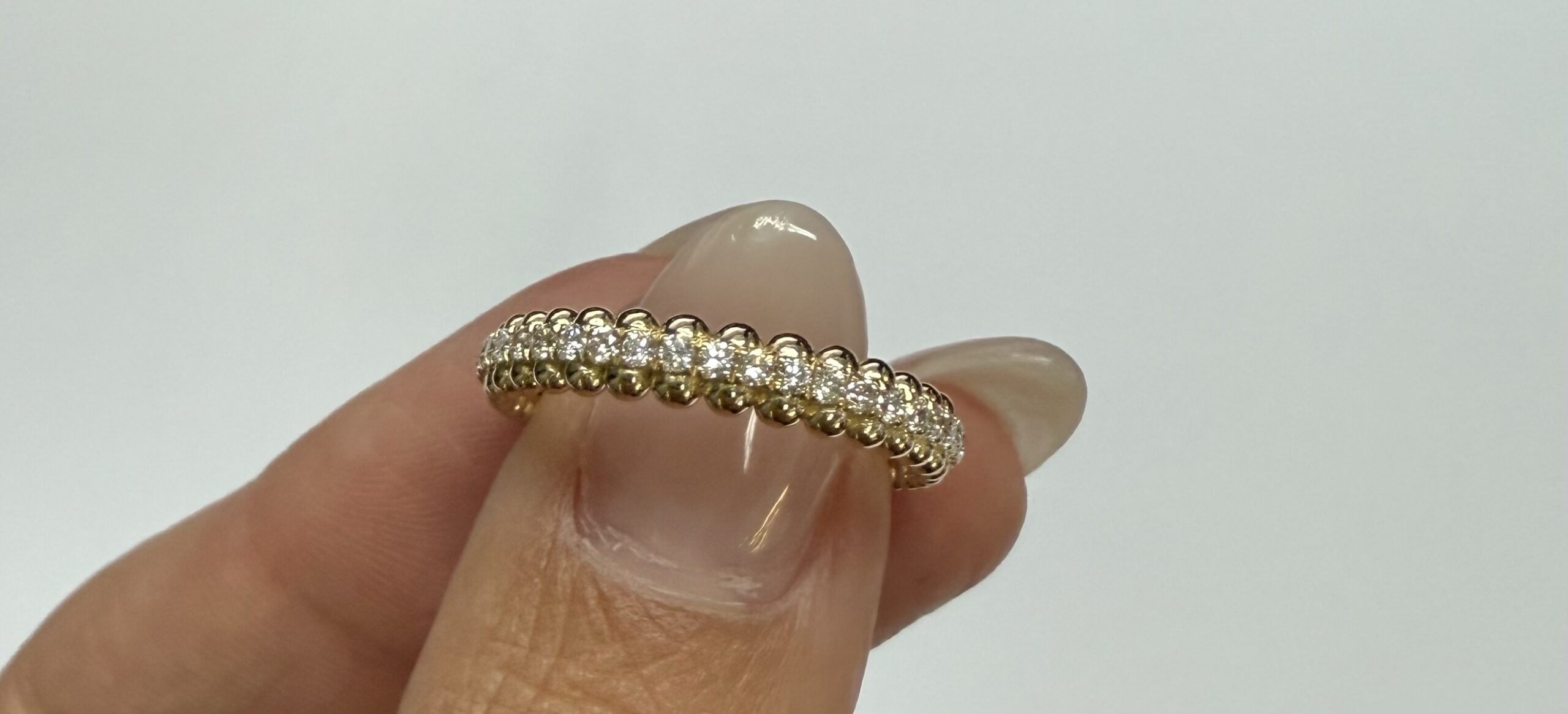 14k Yellow Gold Genuine .39 Cttw Round Brilliant Cut Diamond Beaded Band - Image 6