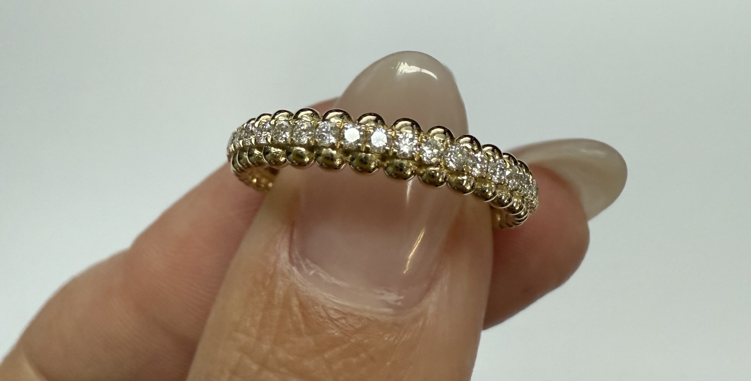 14k Yellow Gold Genuine .39 Cttw Round Brilliant Cut Diamond Beaded Band - Image 7