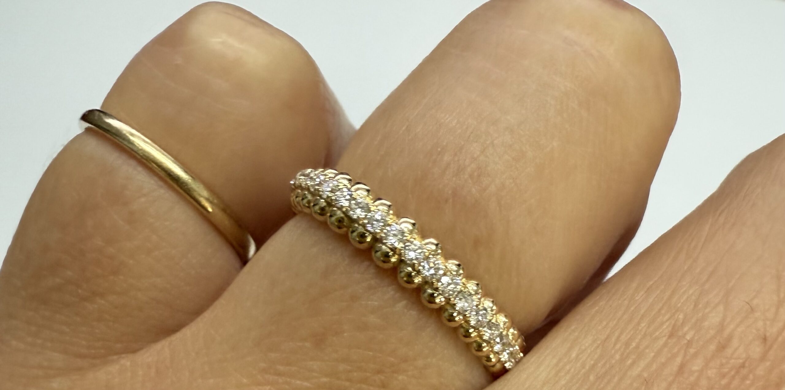 14k Yellow Gold Genuine .39 Cttw Round Brilliant Cut Diamond Beaded Band - Image 13