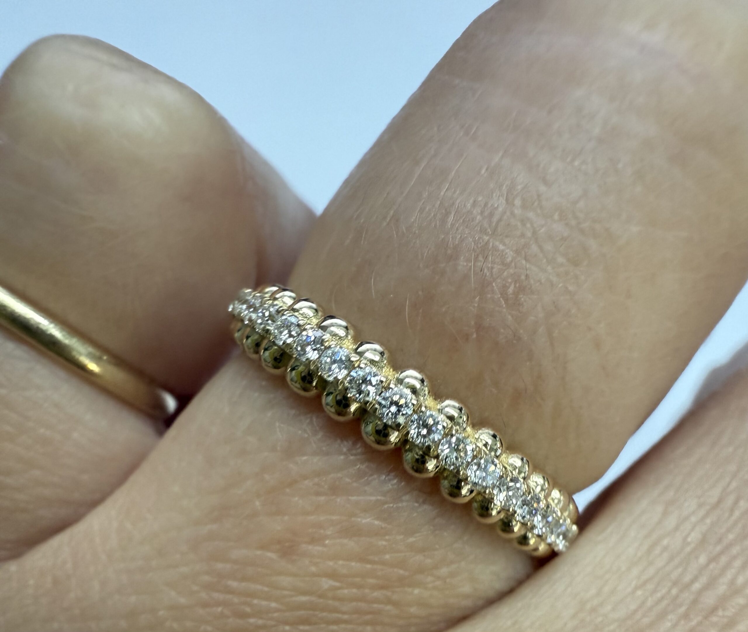 14k Yellow Gold Genuine .39 Cttw Round Brilliant Cut Diamond Beaded Band - Image 16