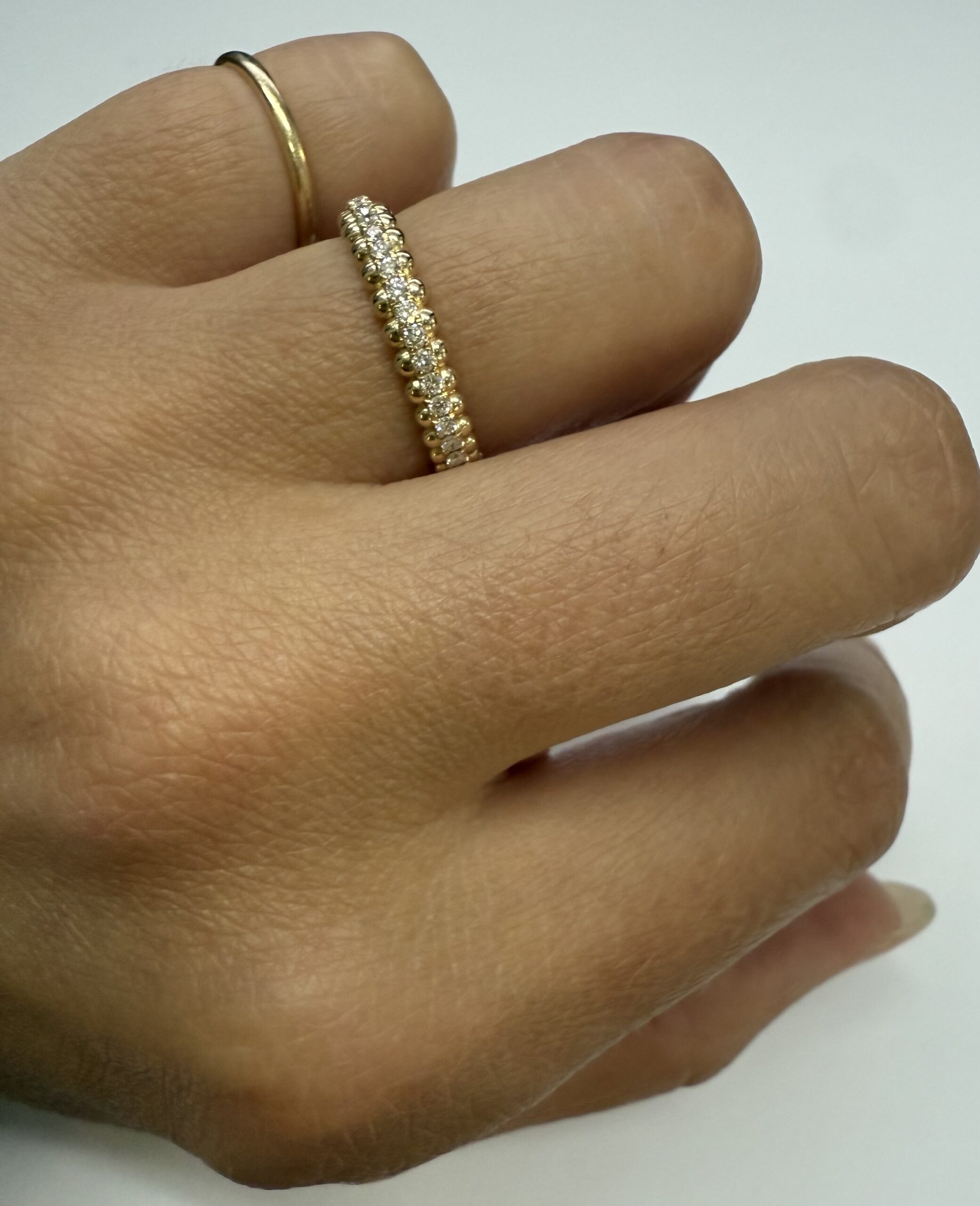 14k Yellow Gold Genuine .39 Cttw Round Brilliant Cut Diamond Beaded Band - Image 23