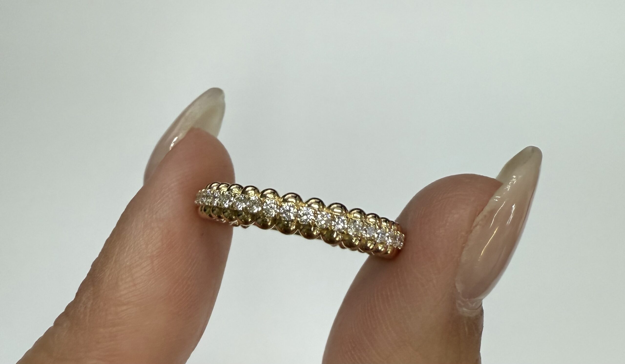 14k Yellow Gold Genuine .39 Cttw Round Brilliant Cut Diamond Beaded Band - Image 32