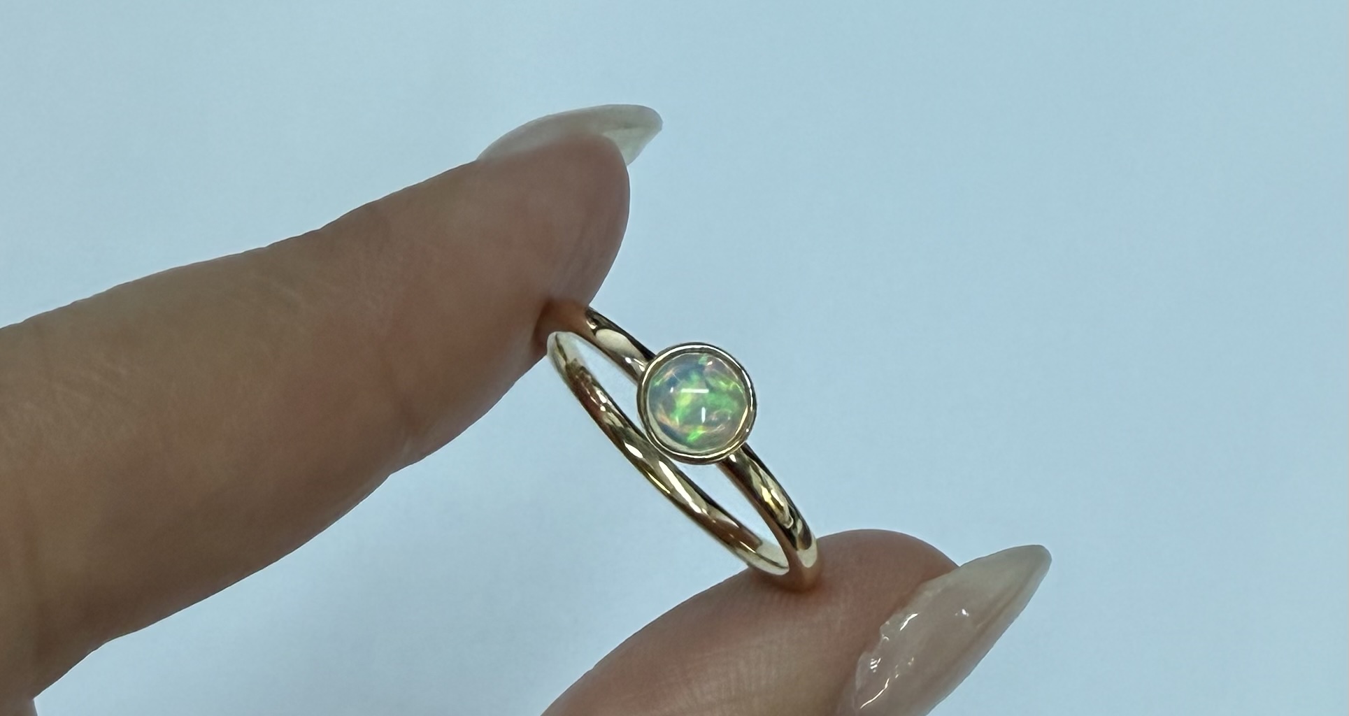 14k Yellow Gold Genuine .31 Cttw Opal Bezel Ring