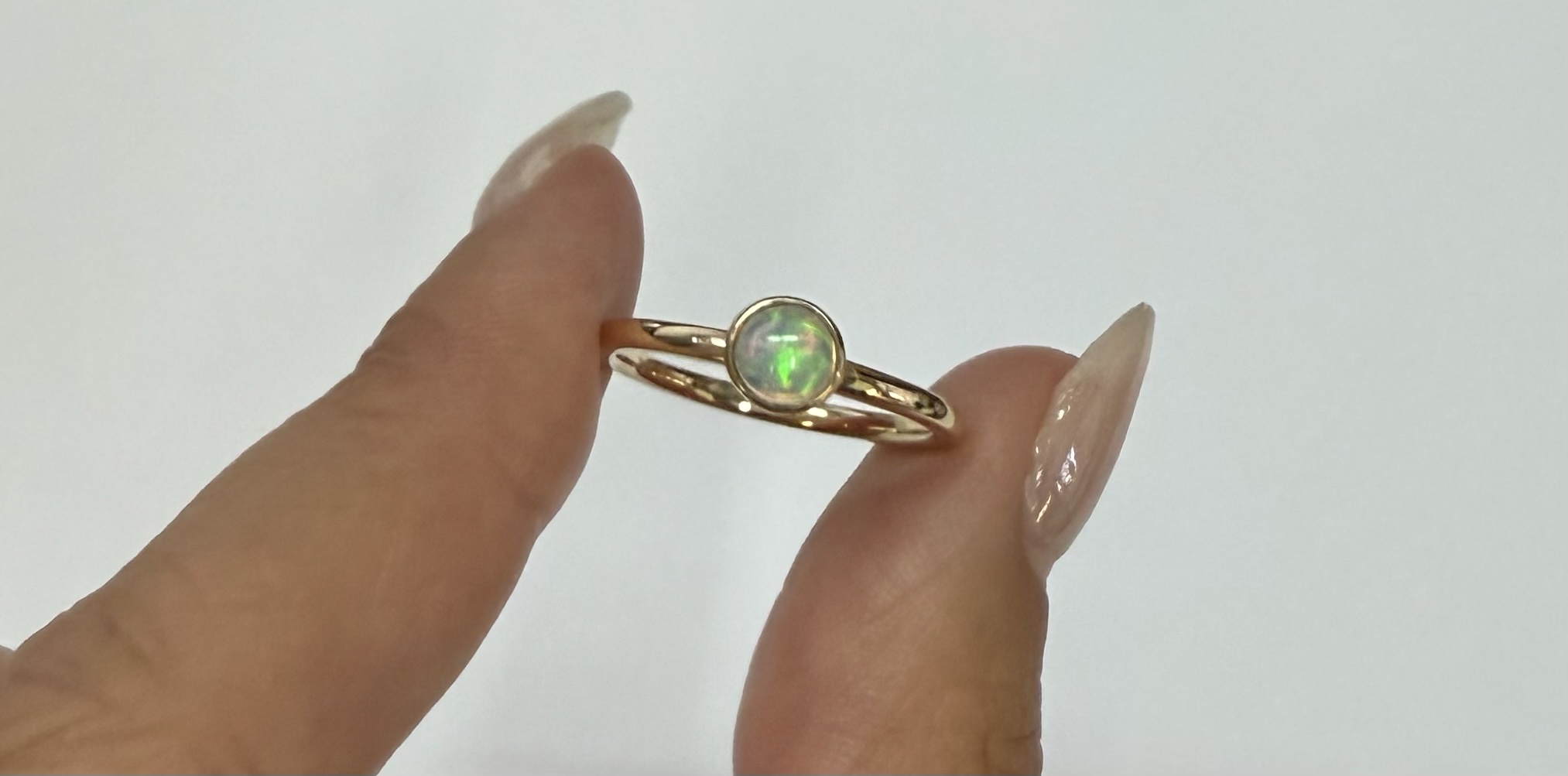 14k Yellow Gold Genuine .31 Cttw Opal Bezel Ring - Image 2