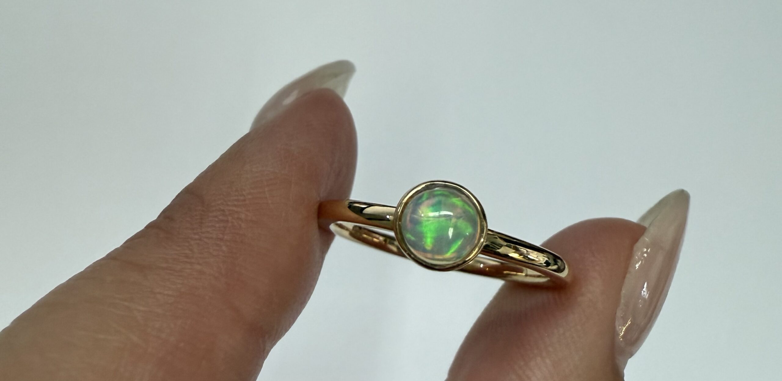 14k Yellow Gold Genuine .31 Cttw Opal Bezel Ring - Image 4