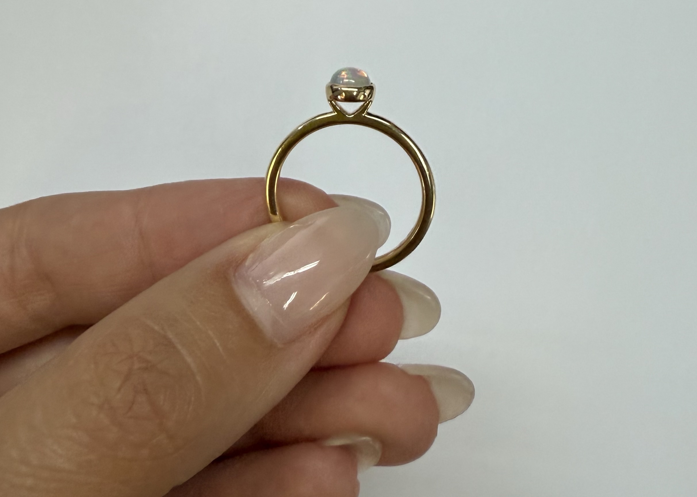 14k Yellow Gold Genuine .31 Cttw Opal Bezel Ring - Image 8