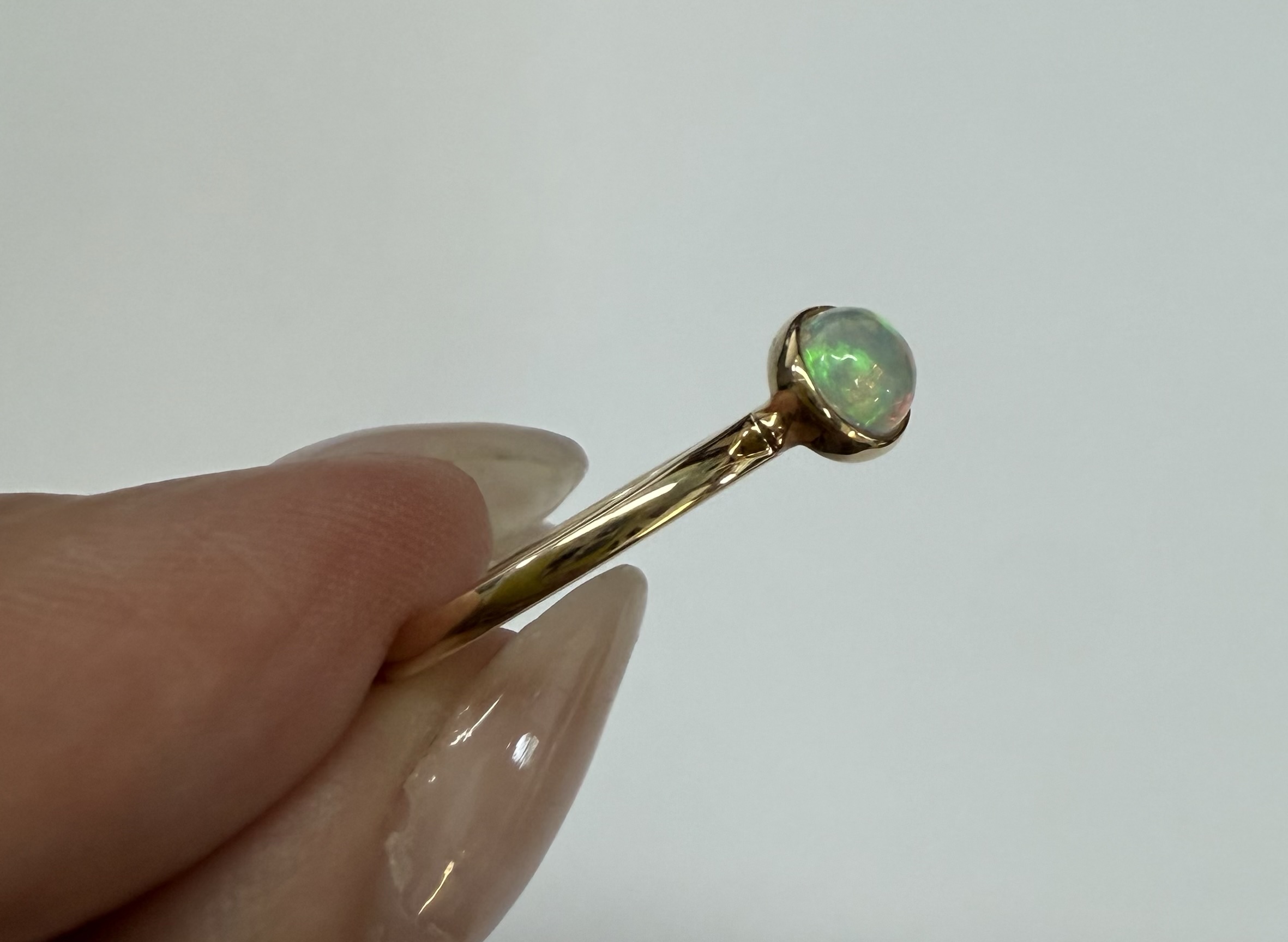 14k Yellow Gold Genuine .31 Cttw Opal Bezel Ring - Image 5