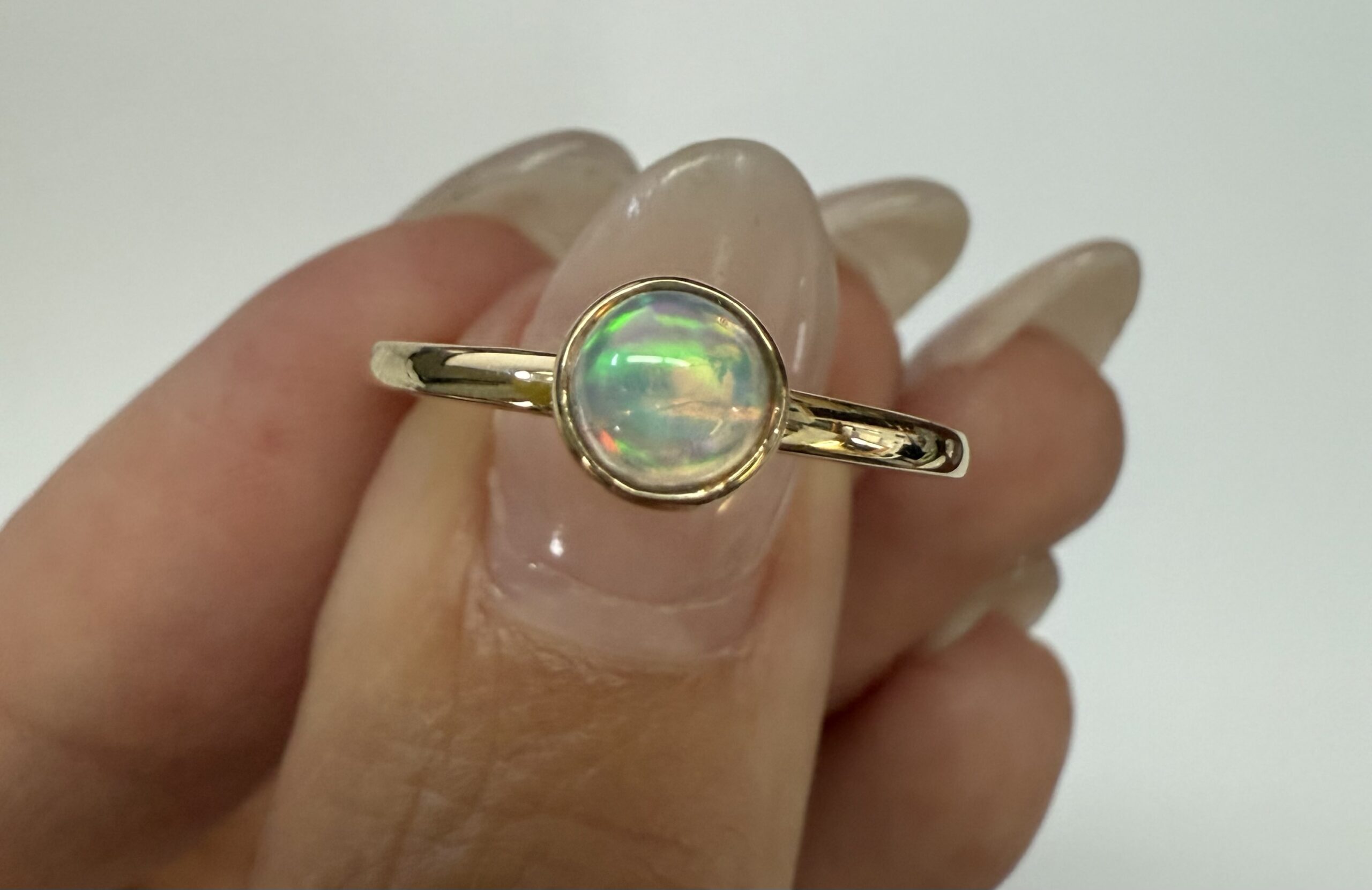 14k Yellow Gold Genuine .31 Cttw Opal Bezel Ring - Image 12