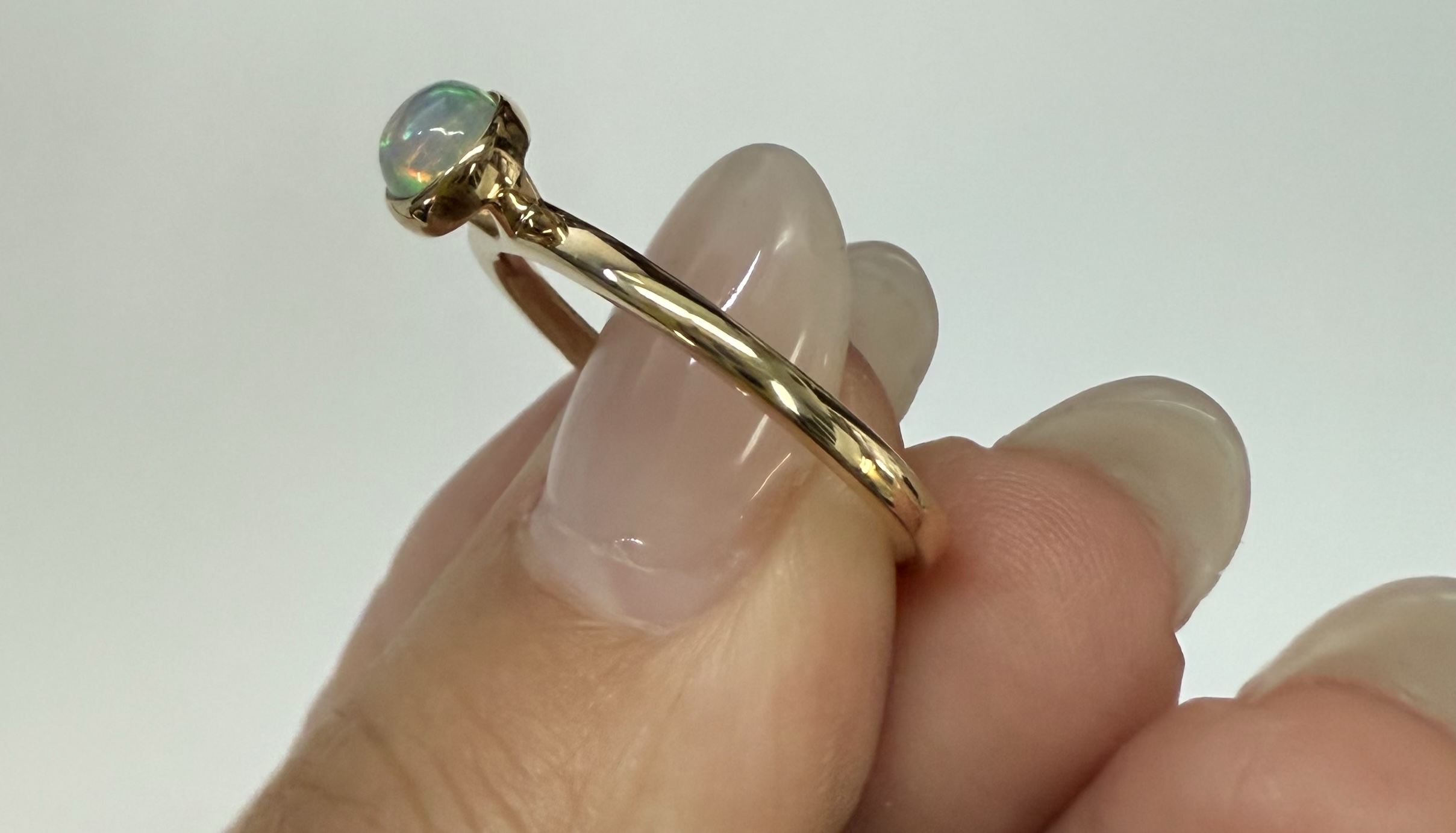 14k Yellow Gold Genuine .31 Cttw Opal Bezel Ring - Image 14