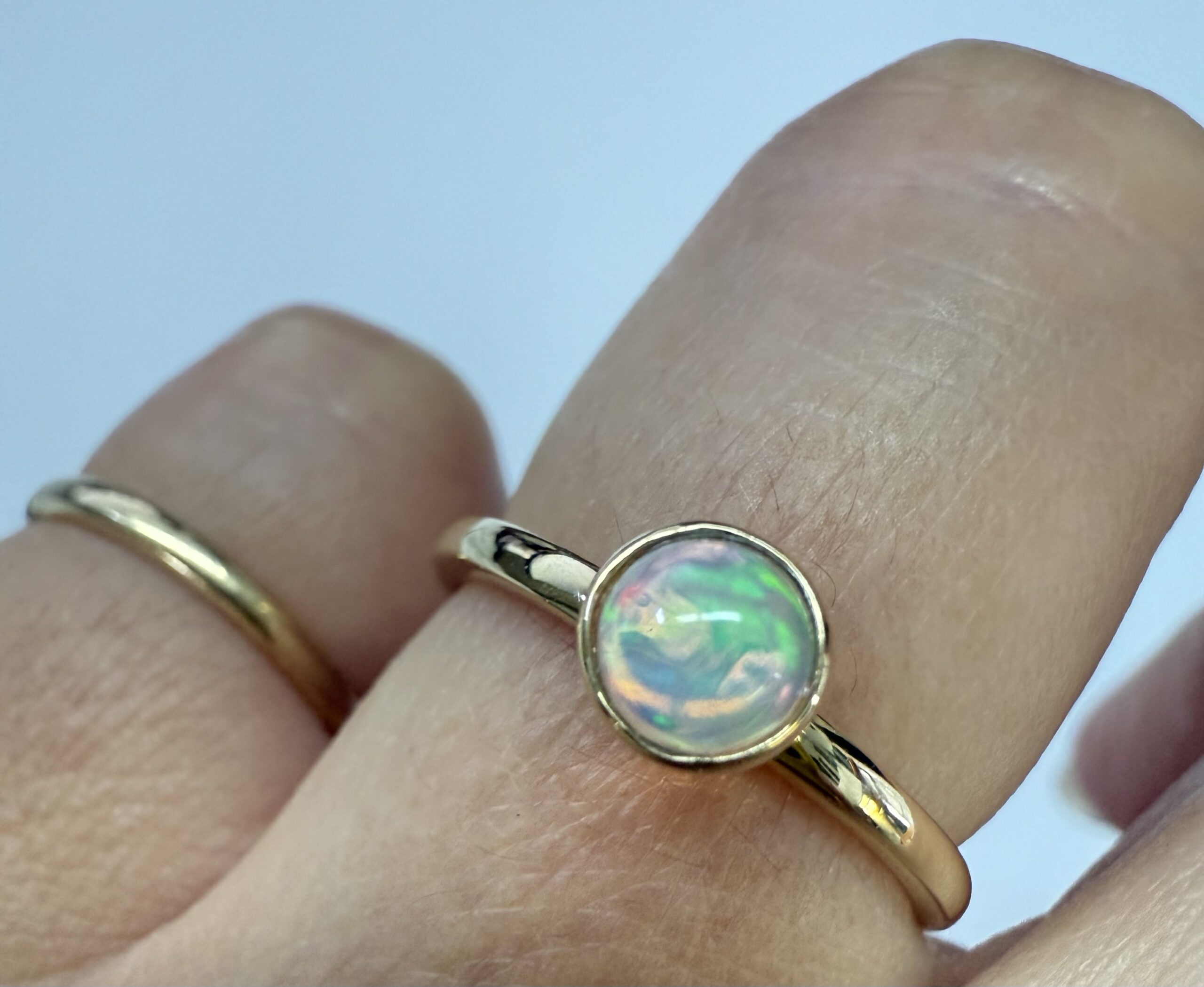 14k Yellow Gold Genuine .31 Cttw Opal Bezel Ring - Image 20