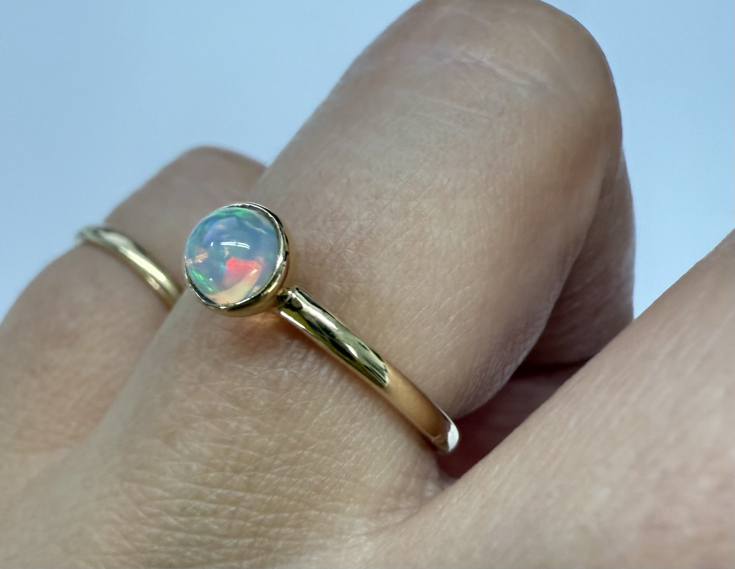 14k Yellow Gold Genuine .31 Cttw Opal Bezel Ring - Image 21
