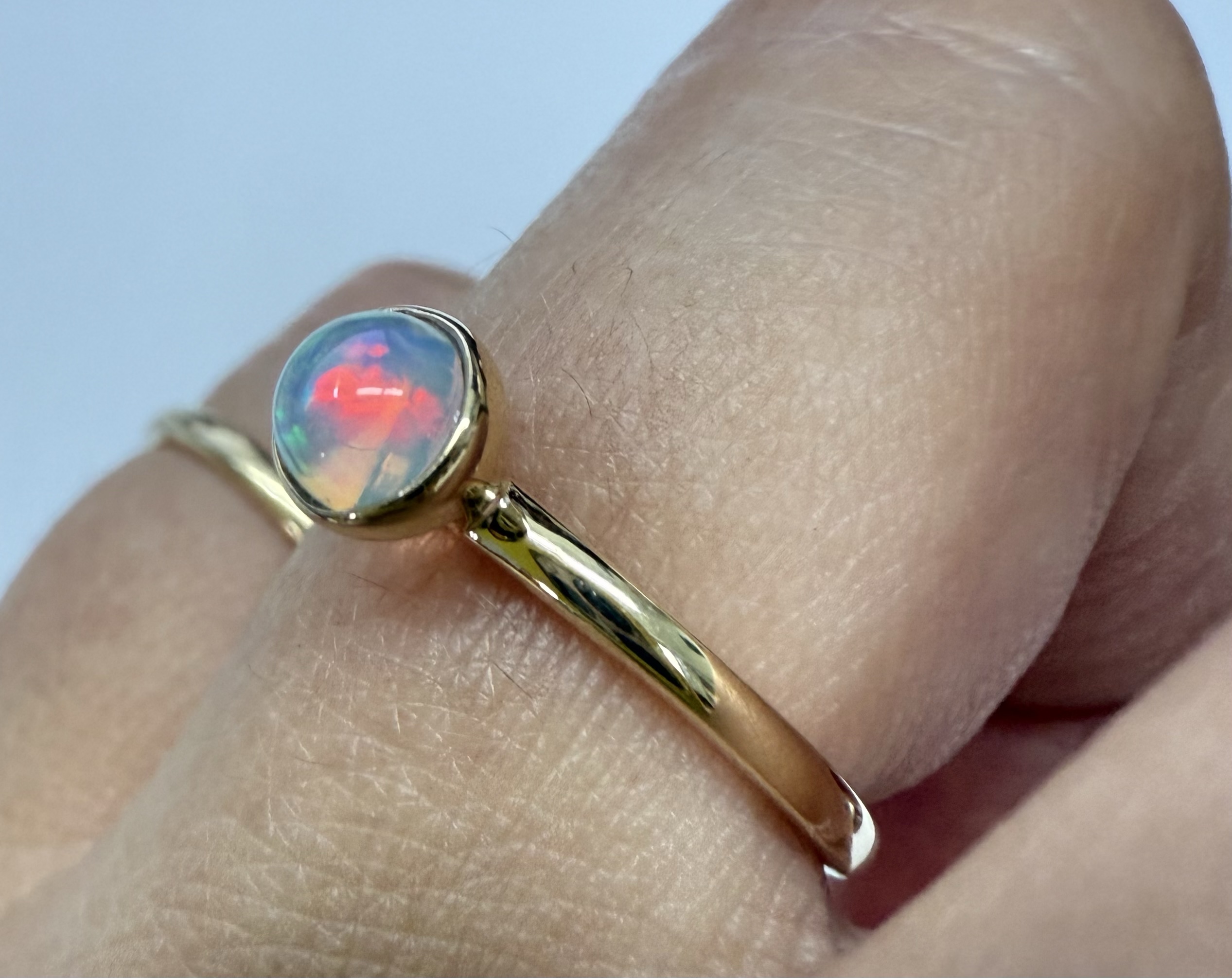14k Yellow Gold Genuine .31 Cttw Opal Bezel Ring - Image 22