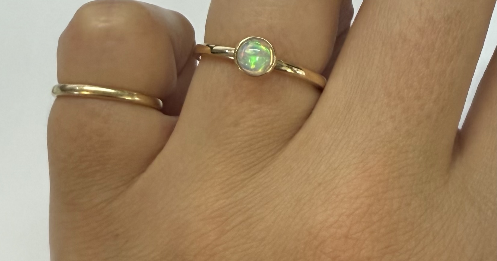 14k Yellow Gold Genuine .31 Cttw Opal Bezel Ring - Image 23