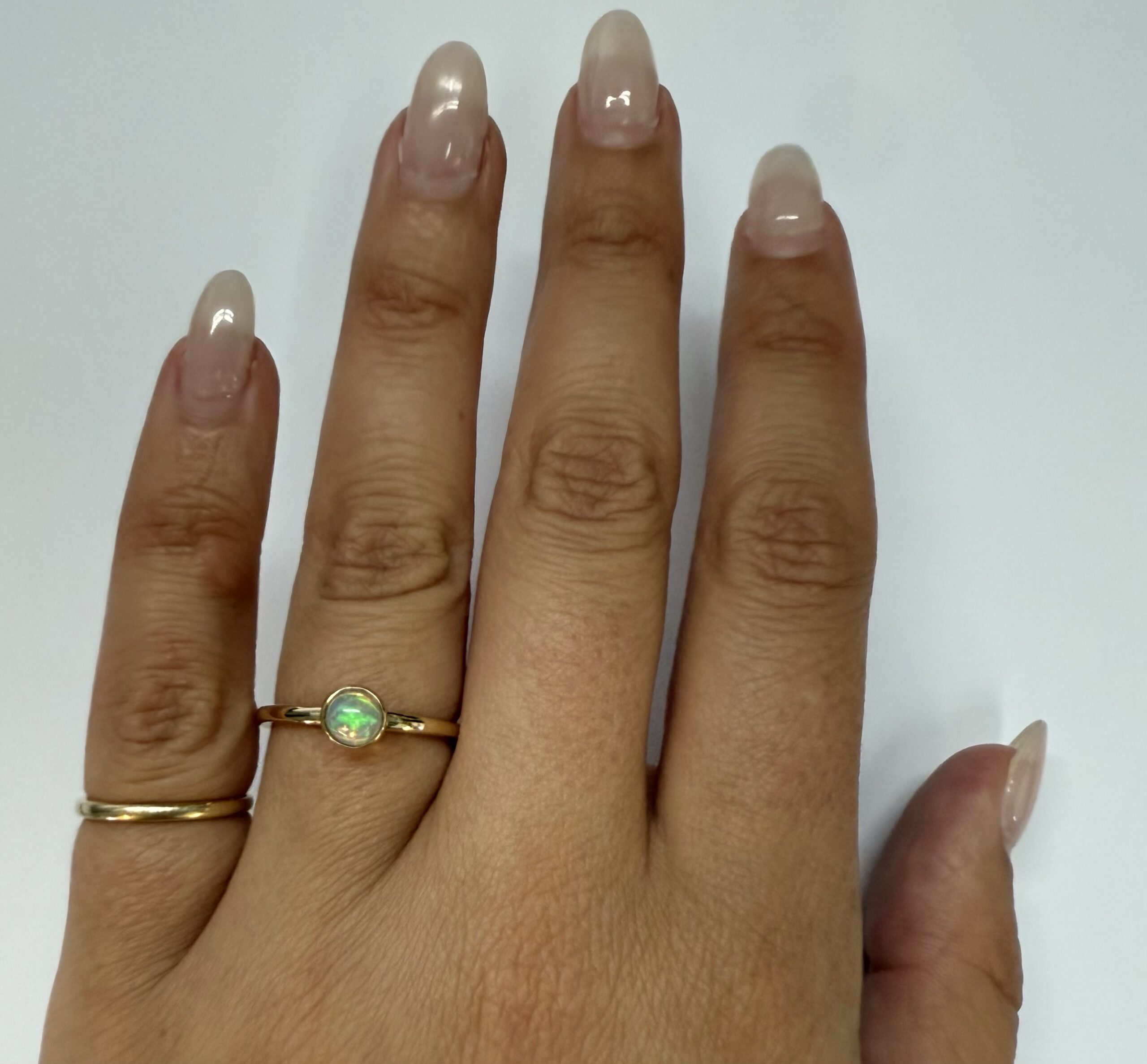 14k Yellow Gold Genuine .31 Cttw Opal Bezel Ring - Image 24