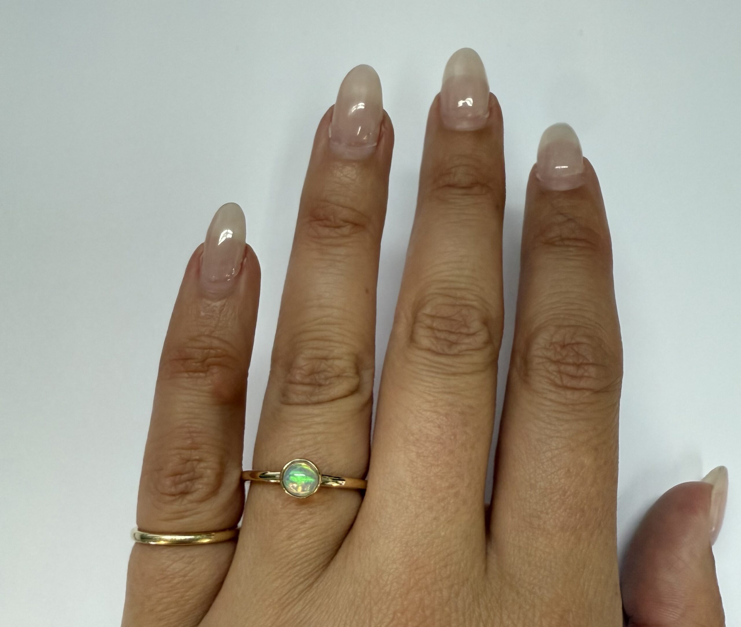 14k Yellow Gold Genuine .31 Cttw Opal Bezel Ring - Image 25