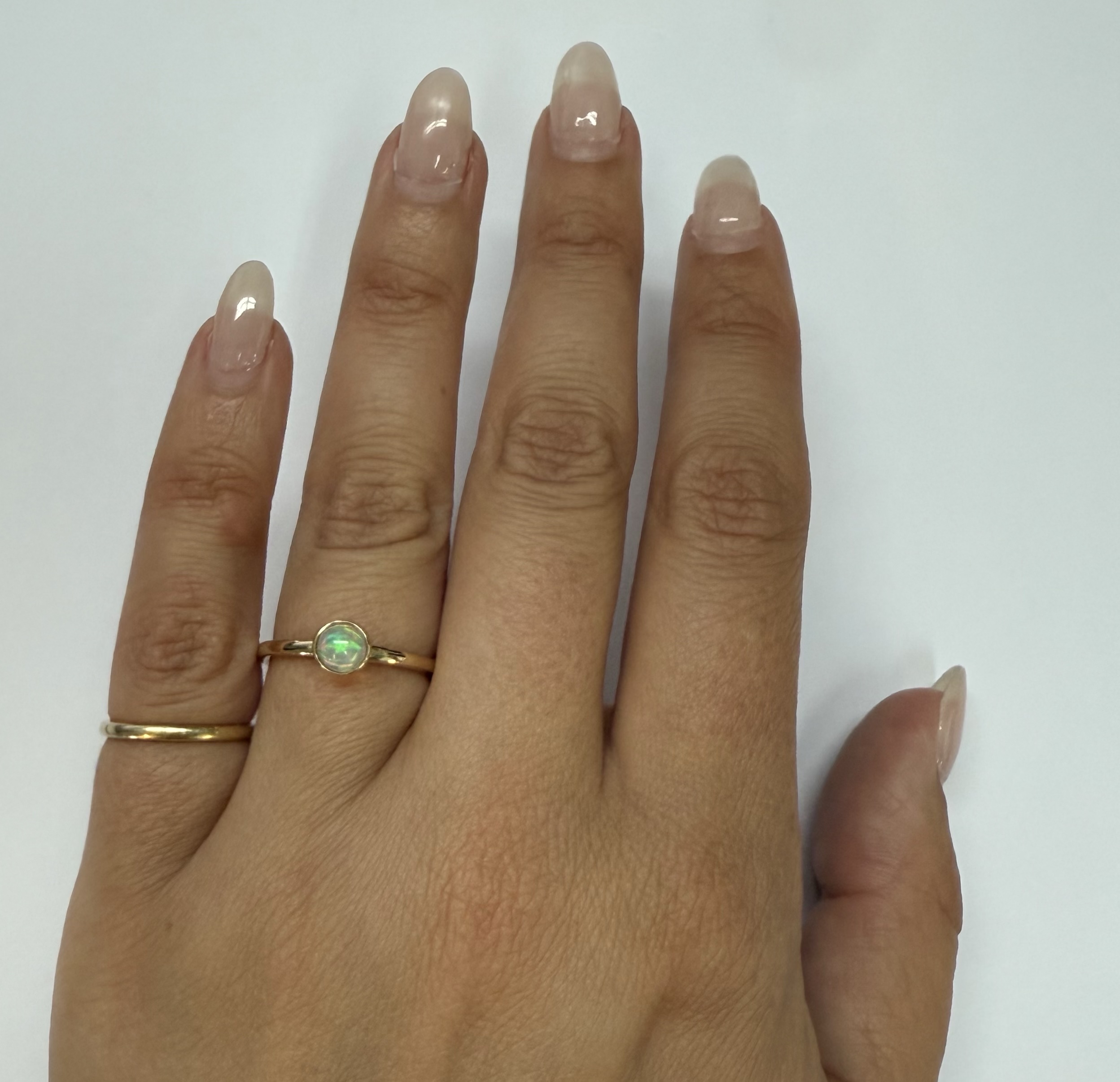 14k Yellow Gold Genuine .31 Cttw Opal Bezel Ring - Image 26