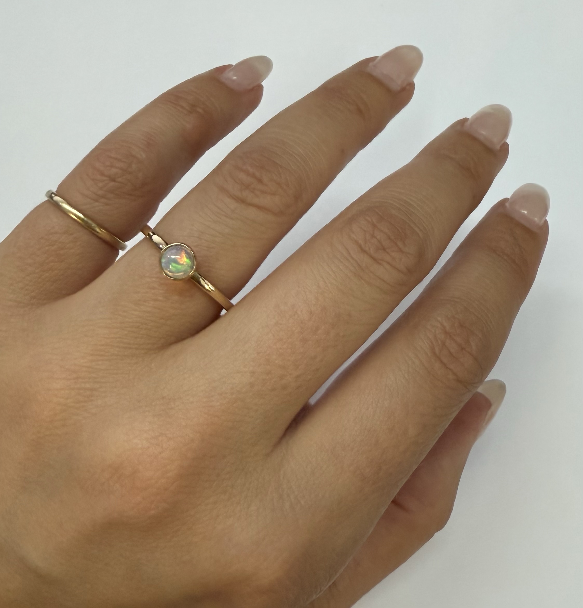 14k Yellow Gold Genuine .31 Cttw Opal Bezel Ring - Image 27