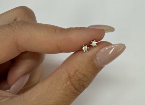 14k Yellow Gold Genuine .10 Cttw Round Brilliant Cut Diamond Starburst Stud Earrings