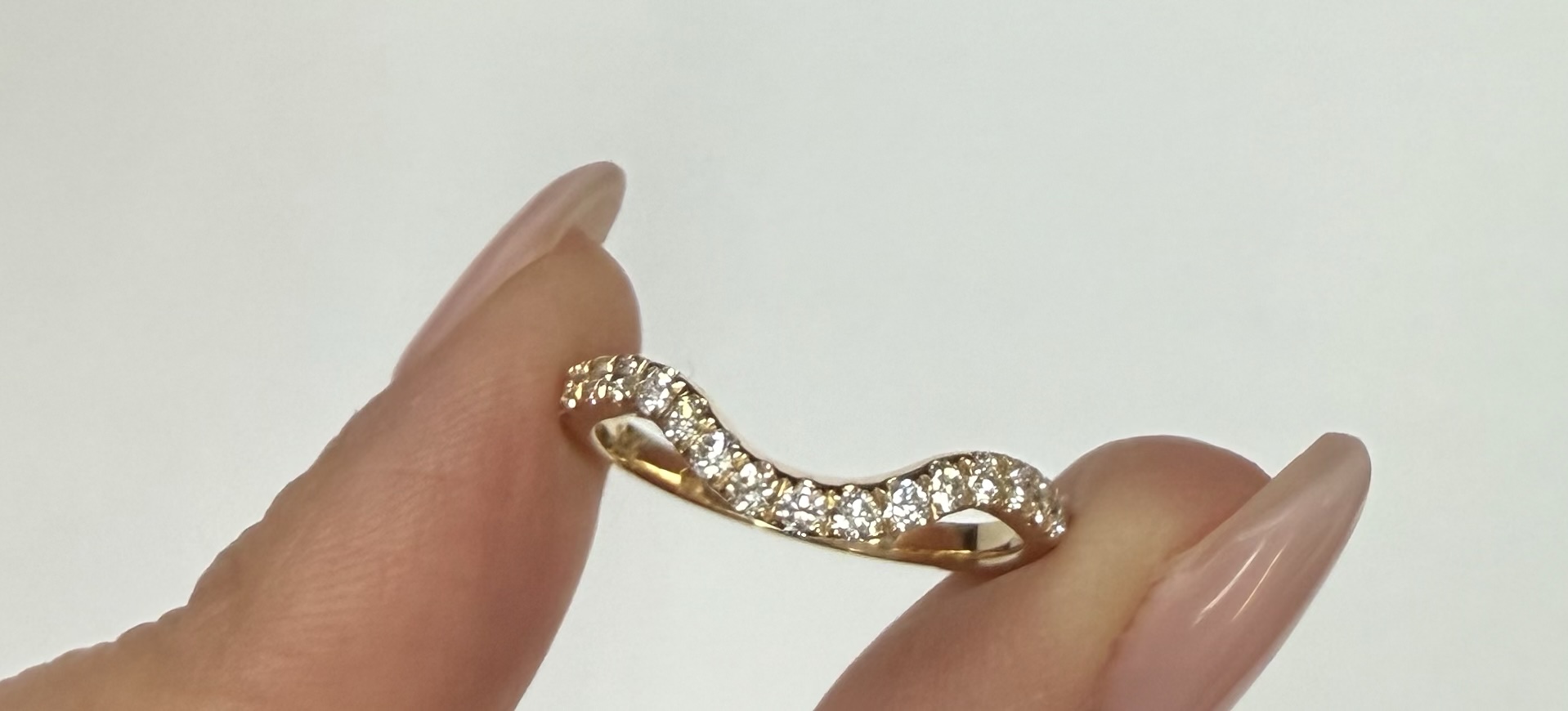 14k Yellow Gold Curved 17 Stone Genuine .38 Cttw Round Brilliant Cut Diamond Band - Image 9