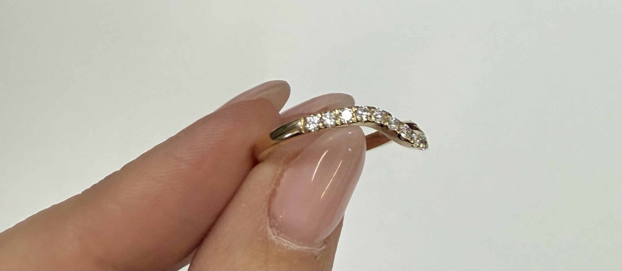 14k Yellow Gold Curved 17 Stone Genuine .38 Cttw Round Brilliant Cut Diamond Band - Image 10