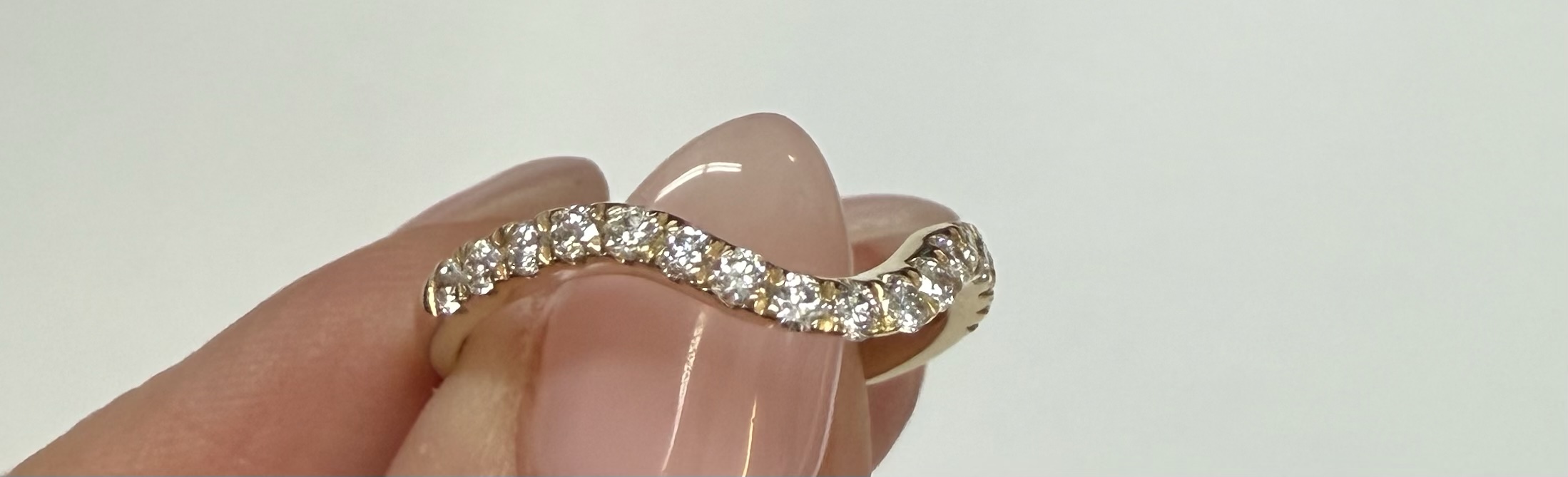 14k Yellow Gold Curved 17 Stone Genuine .38 Cttw Round Brilliant Cut Diamond Band - Image 14