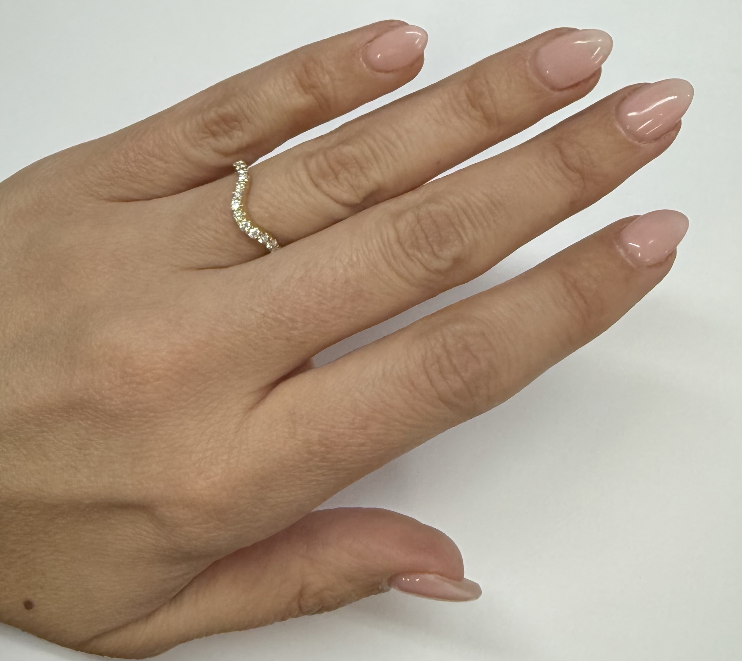 14k Yellow Gold Curved 17 Stone Genuine .38 Cttw Round Brilliant Cut Diamond Band - Image 16