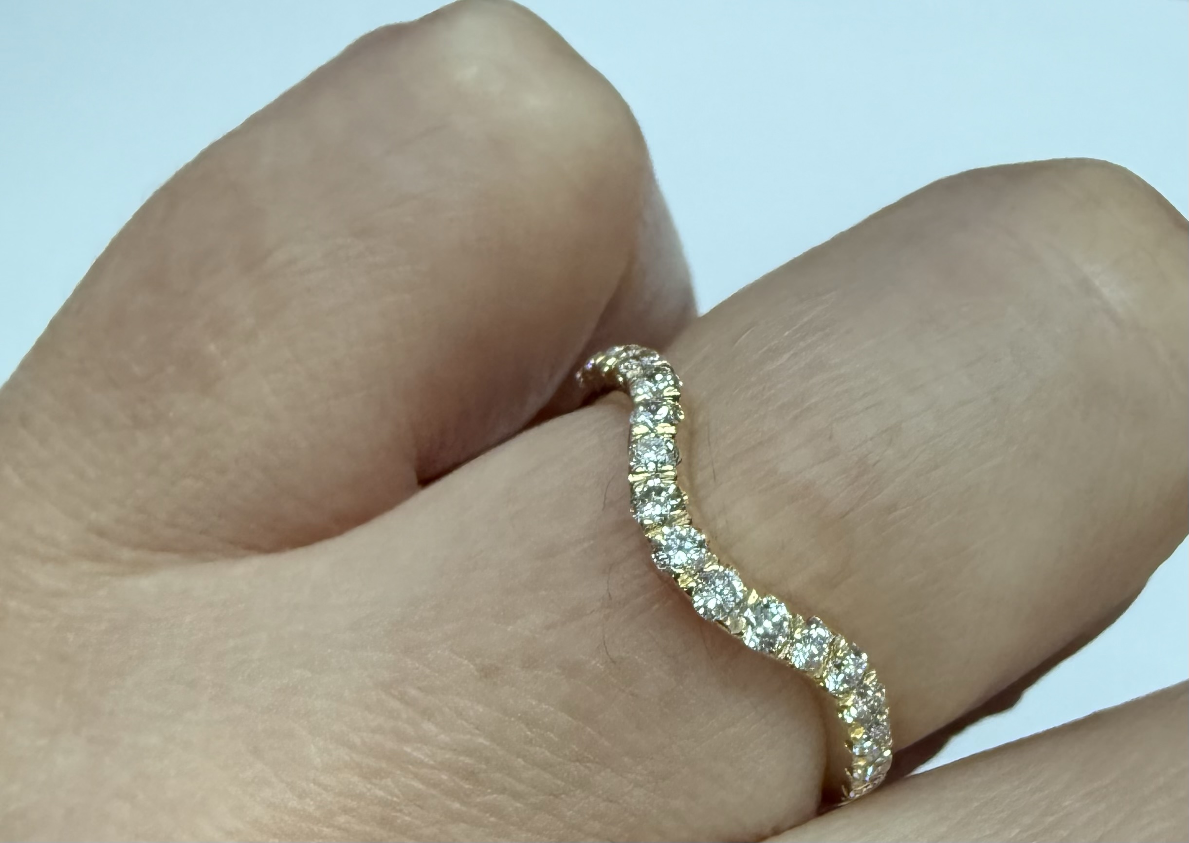 14k Yellow Gold Curved 17 Stone Genuine .38 Cttw Round Brilliant Cut Diamond Band - Image 20