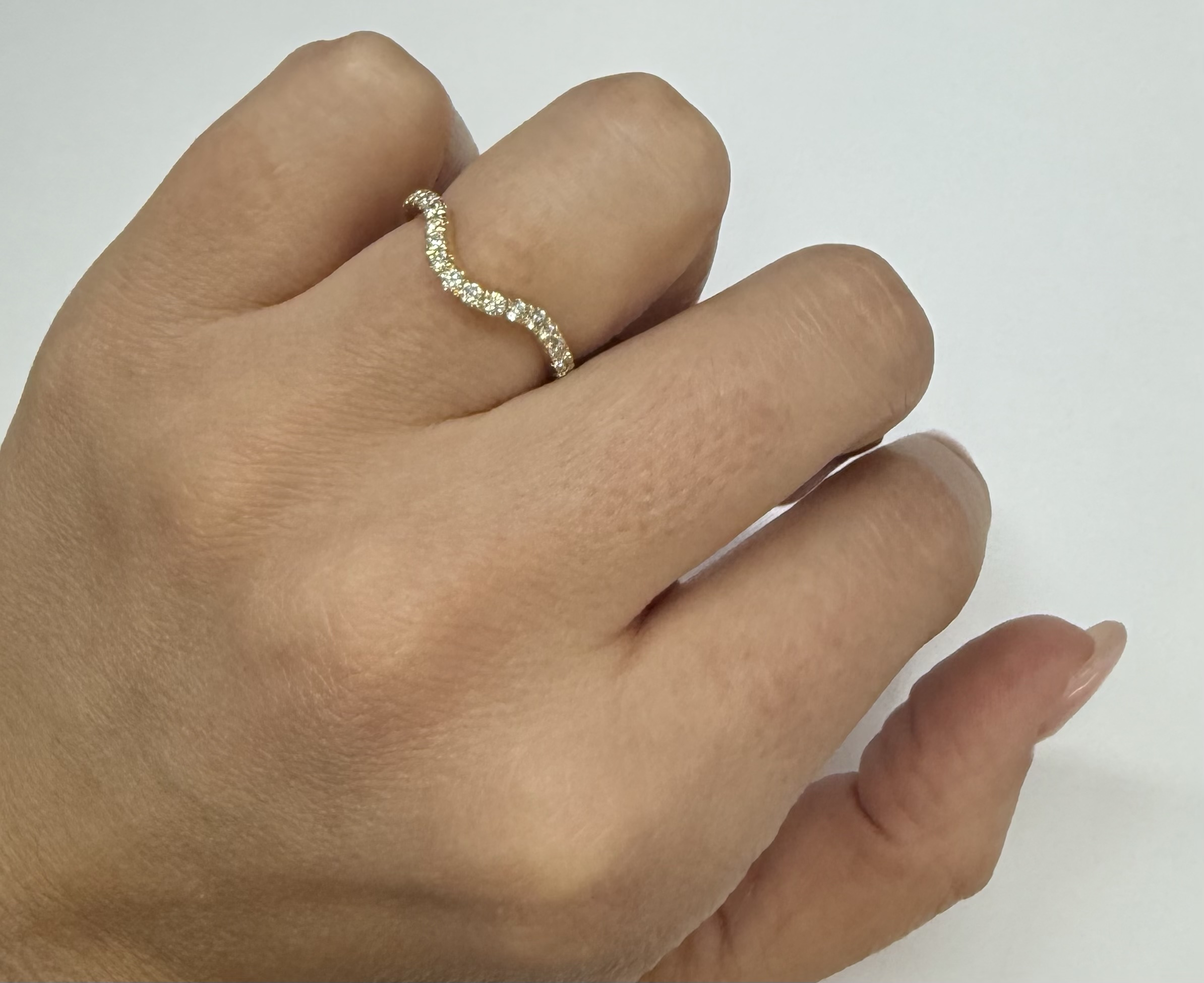 14k Yellow Gold Curved 17 Stone Genuine .38 Cttw Round Brilliant Cut Diamond Band - Image 22