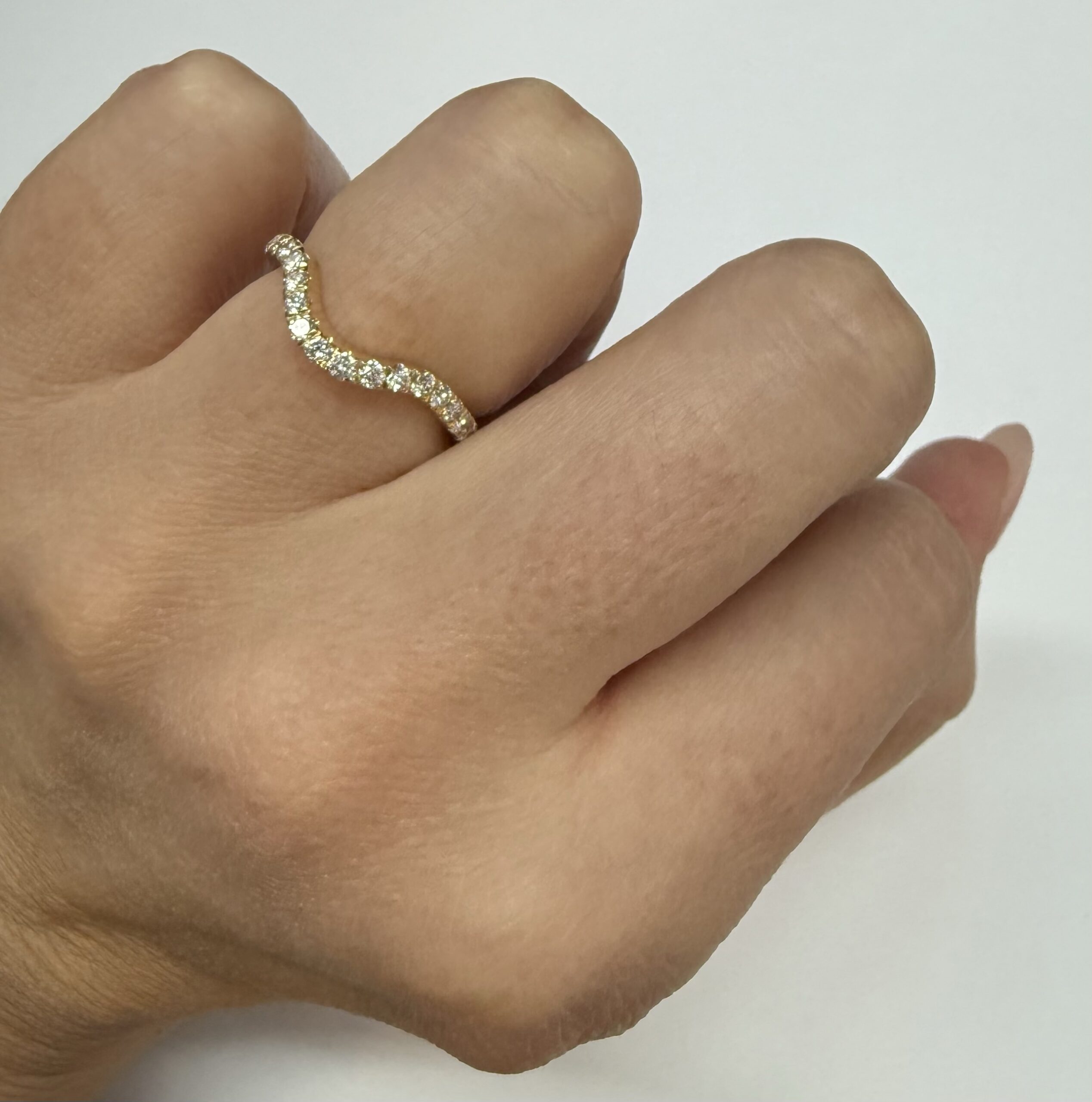 14k Yellow Gold Curved 17 Stone Genuine .38 Cttw Round Brilliant Cut Diamond Band - Image 23