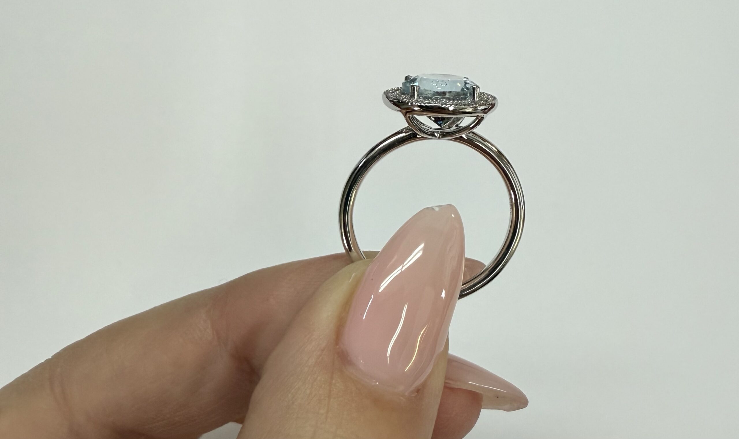 14k White Gold Genuine 1.80 Cttw Aquamarine & Diamond Halo Ring - Image 20