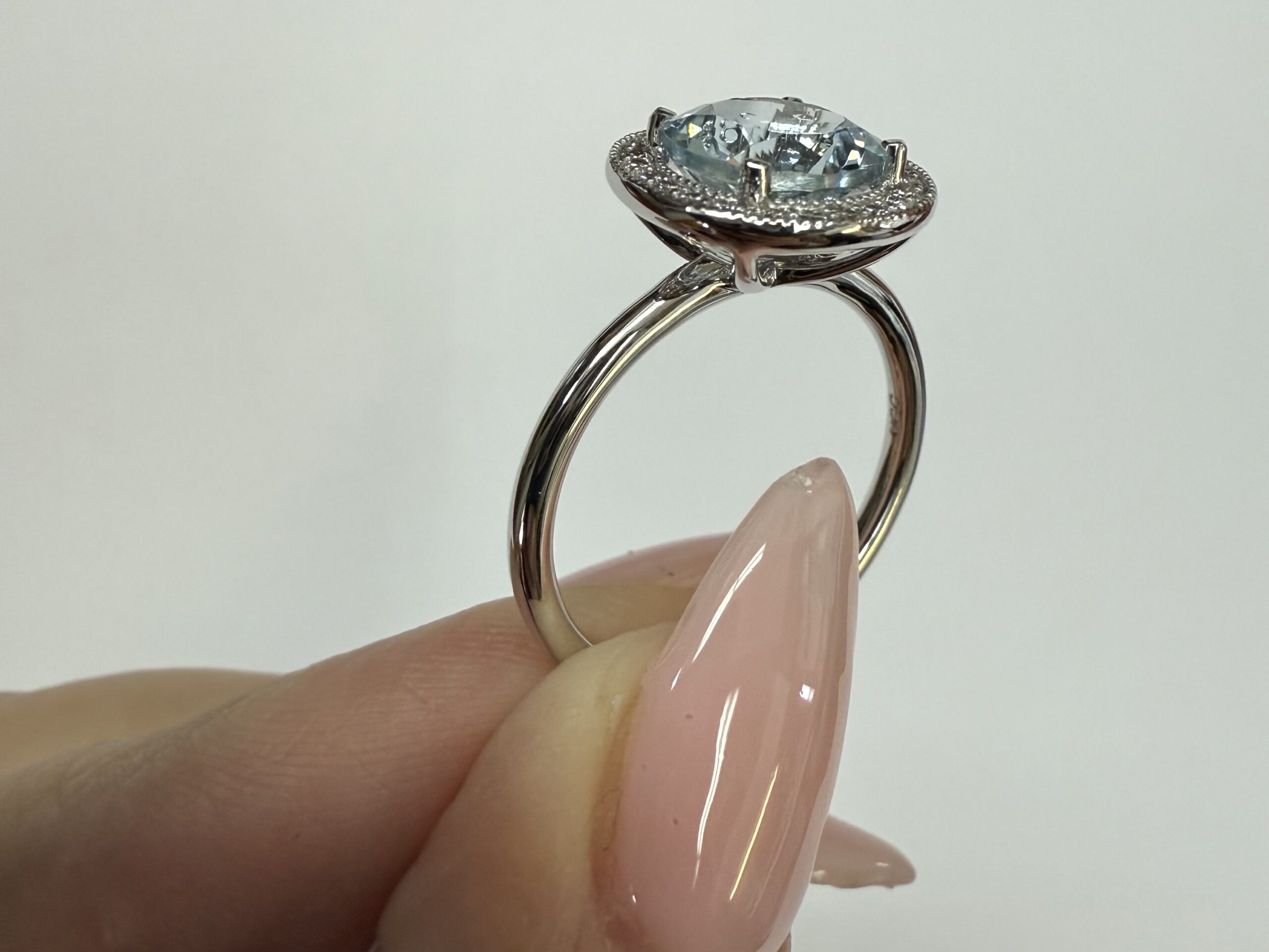 14k White Gold Genuine 1.80 Cttw Aquamarine & Diamond Halo Ring - Image 19