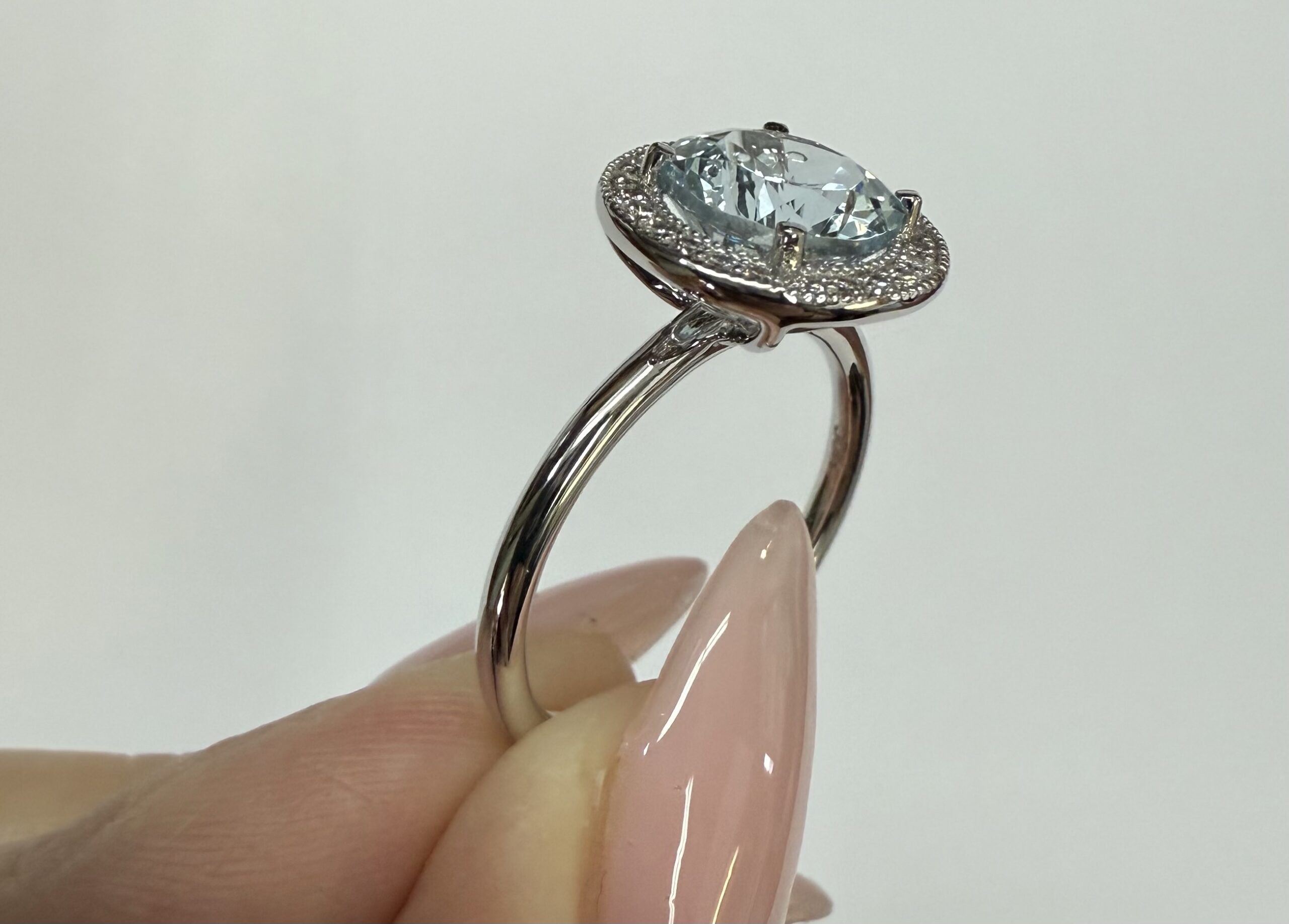 14k White Gold Genuine 1.80 Cttw Aquamarine & Diamond Halo Ring - Image 18