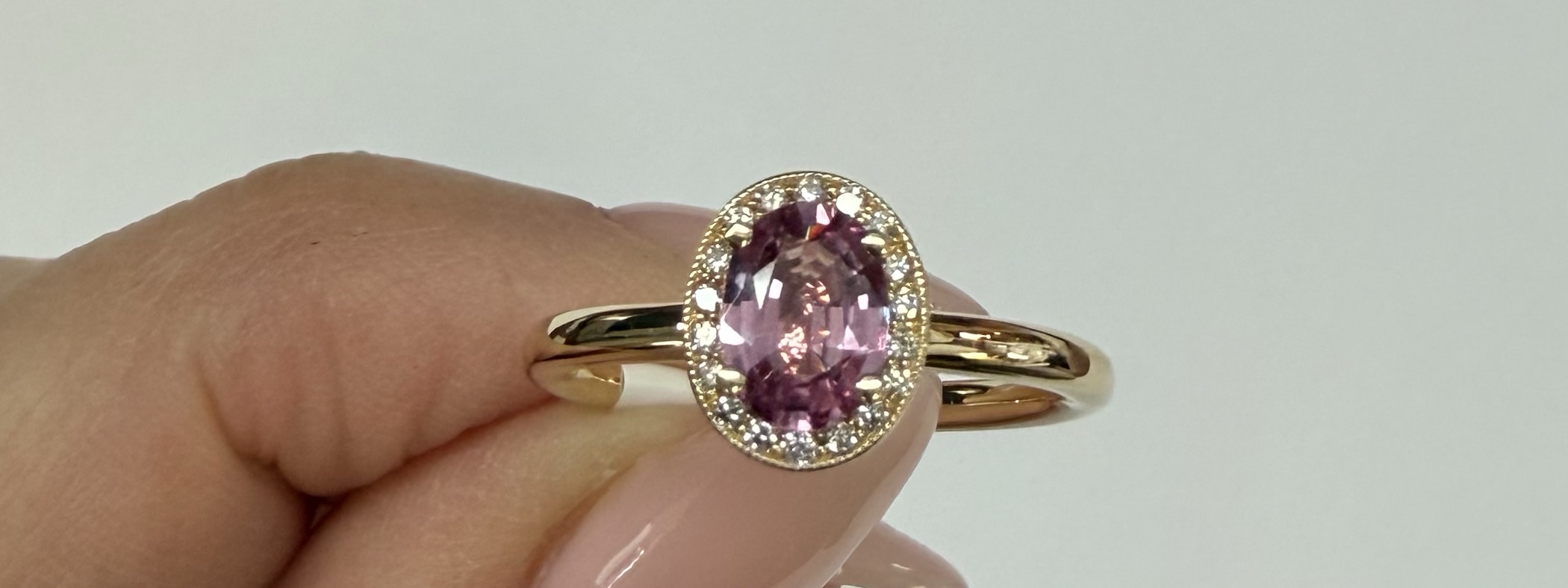 14k Yellow Gold Genuine .80 Cttw Pink Sapphire & Diamond Halo Ring - Image 17