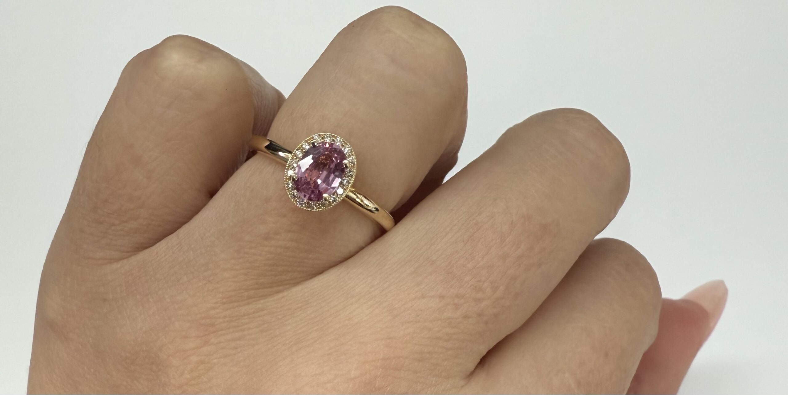 14k Yellow Gold Genuine .80 Cttw Pink Sapphire & Diamond Halo Ring - Image 21