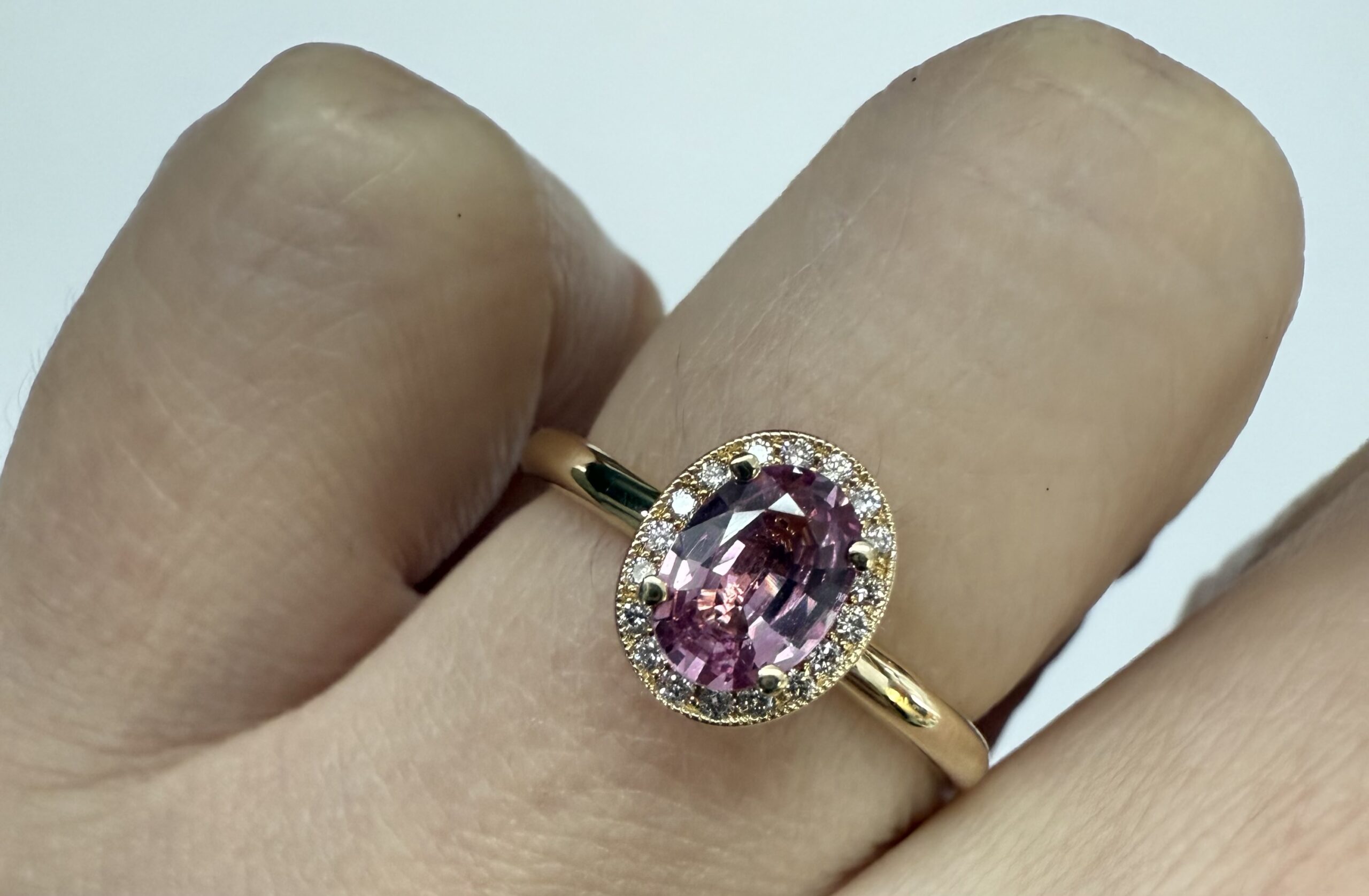 14k Yellow Gold Genuine .80 Cttw Pink Sapphire & Diamond Halo Ring - Image 24