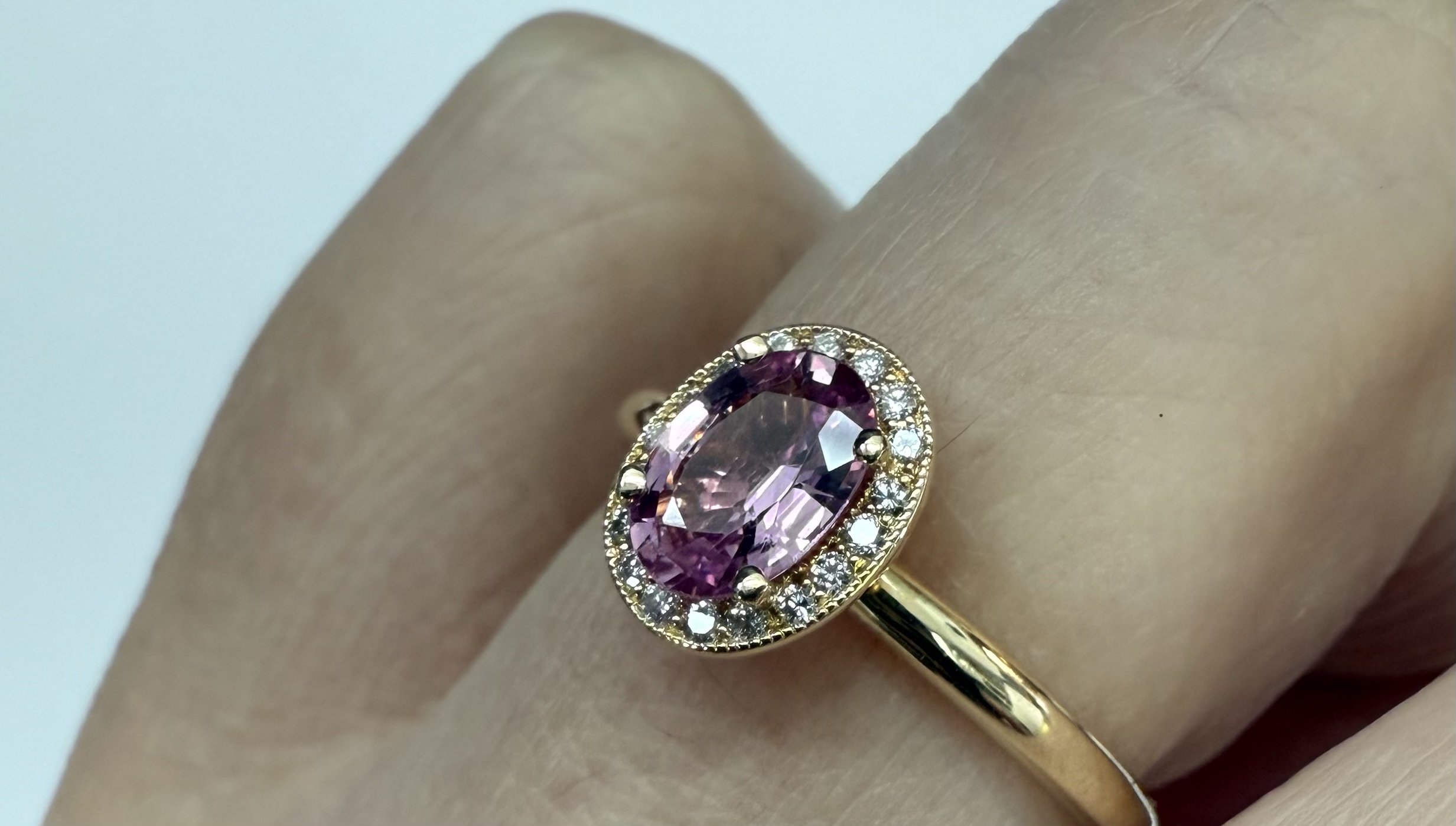14k Yellow Gold Genuine .80 Cttw Pink Sapphire & Diamond Halo Ring - Image 26
