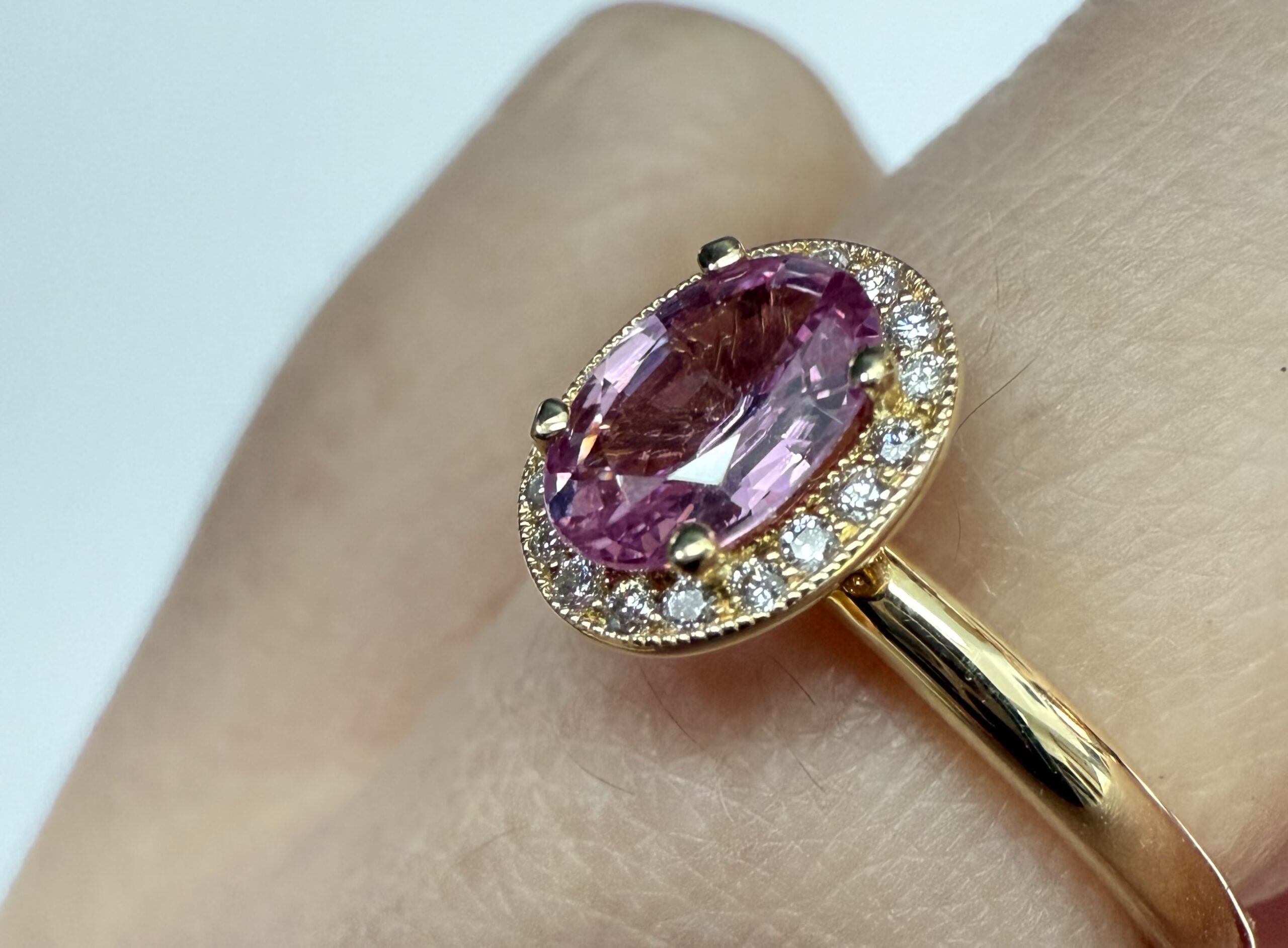 14k Yellow Gold Genuine .80 Cttw Pink Sapphire & Diamond Halo Ring - Image 27