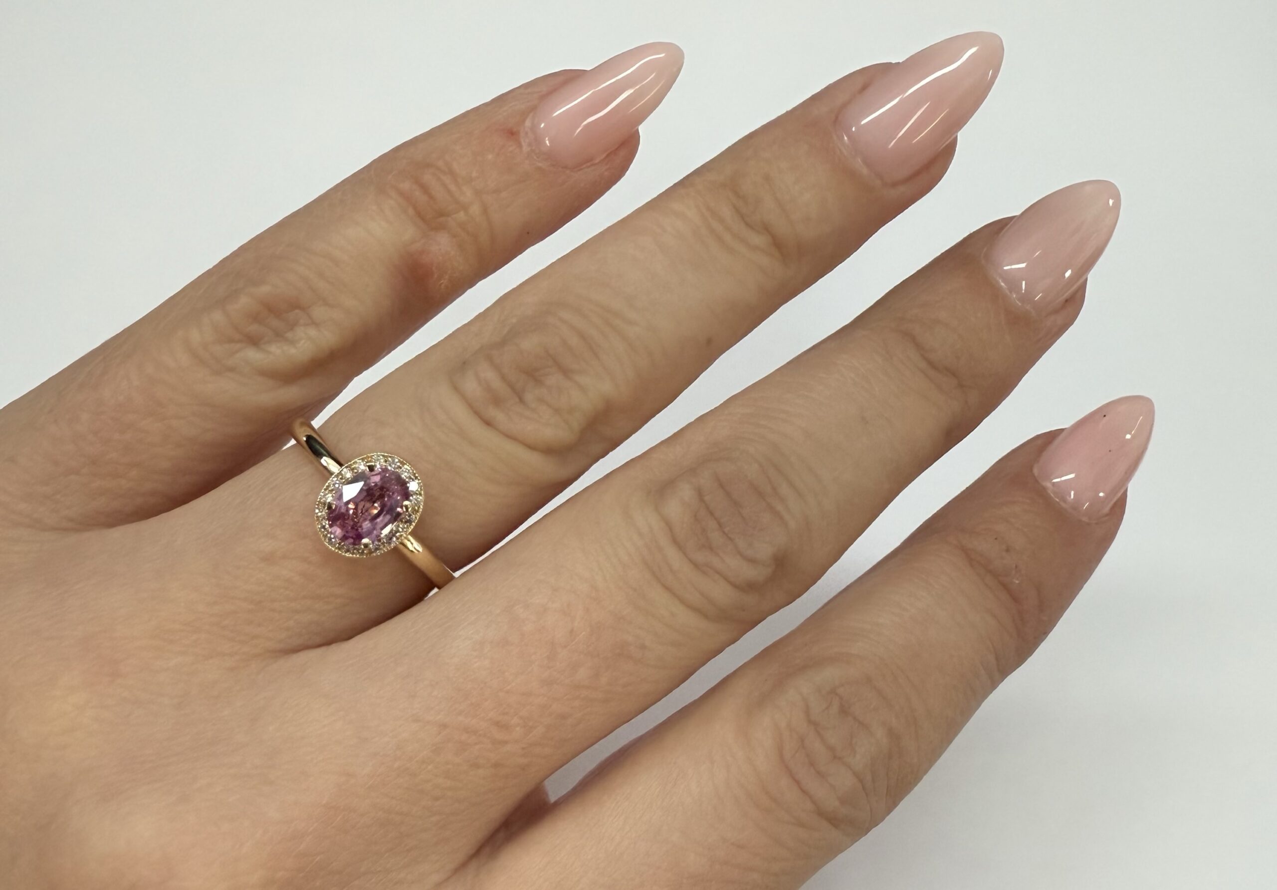 14k Yellow Gold Genuine .80 Cttw Pink Sapphire & Diamond Halo Ring - Image 29