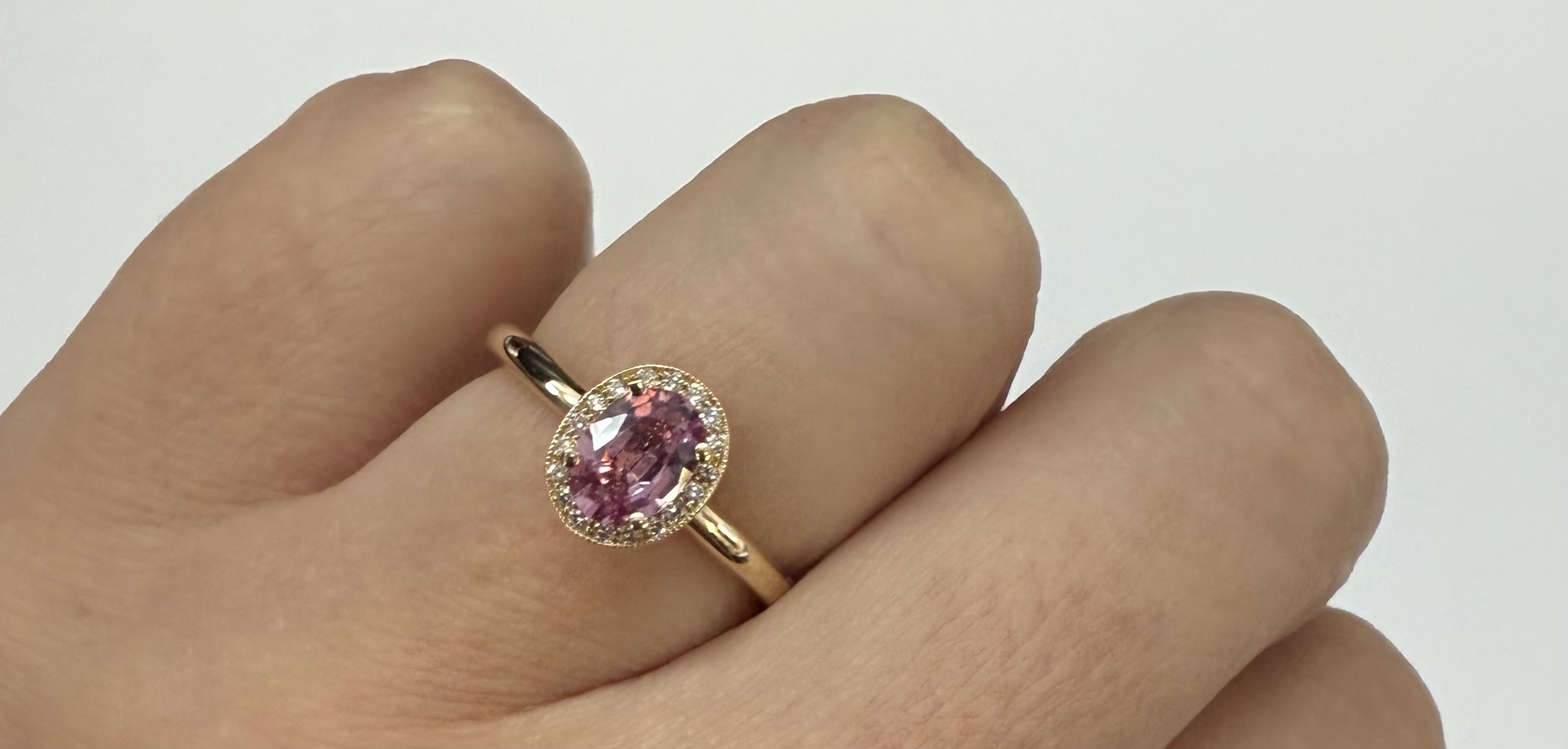 14k Yellow Gold Genuine .80 Cttw Pink Sapphire & Diamond Halo Ring - Image 31