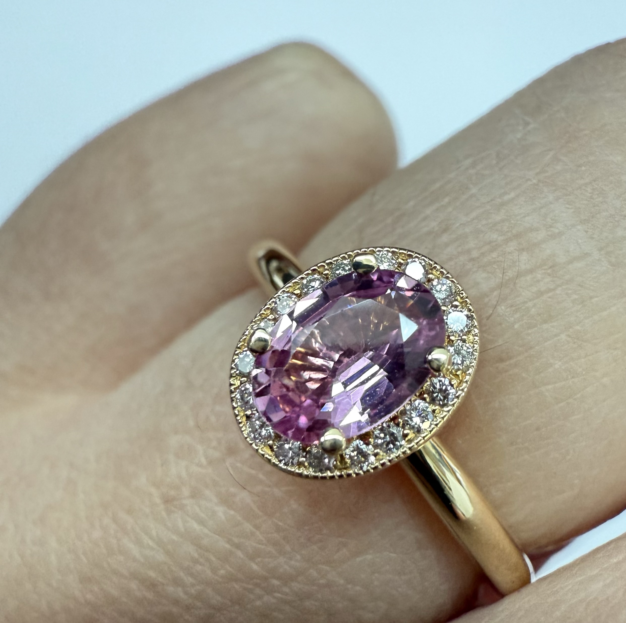 14k Yellow Gold Genuine .80 Cttw Pink Sapphire & Diamond Halo Ring - Image 32