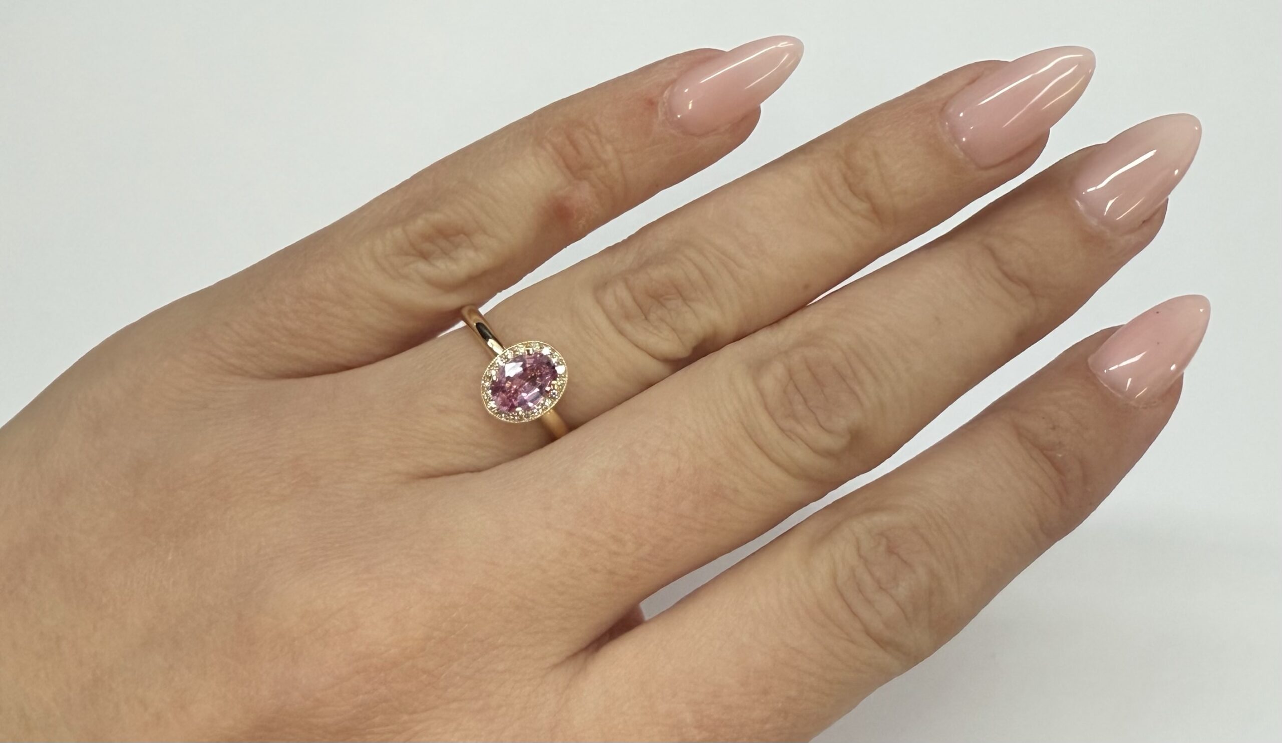 14k Yellow Gold Genuine .80 Cttw Pink Sapphire & Diamond Halo Ring - Image 35