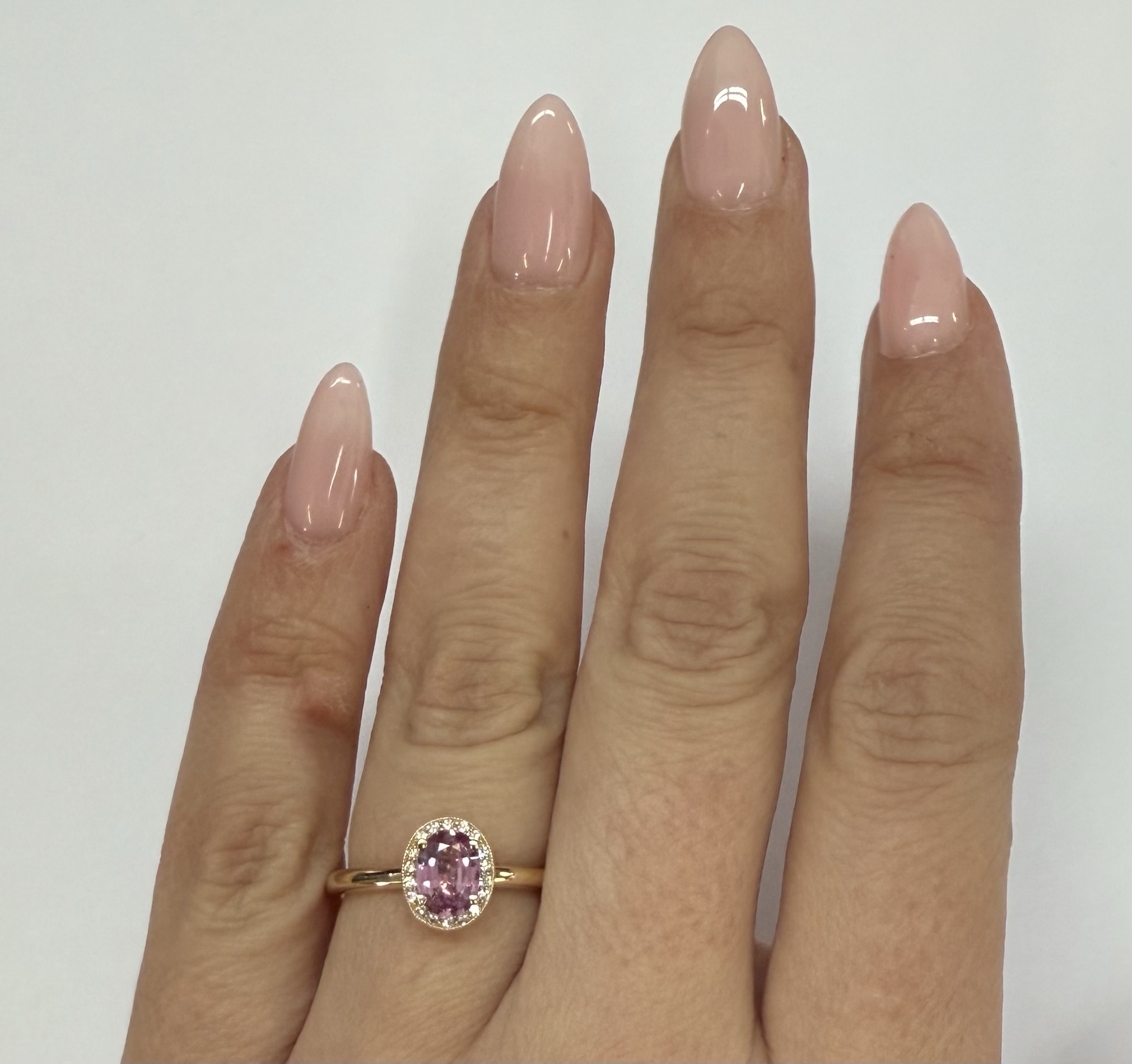 14k Yellow Gold Genuine .80 Cttw Pink Sapphire & Diamond Halo Ring - Image 36