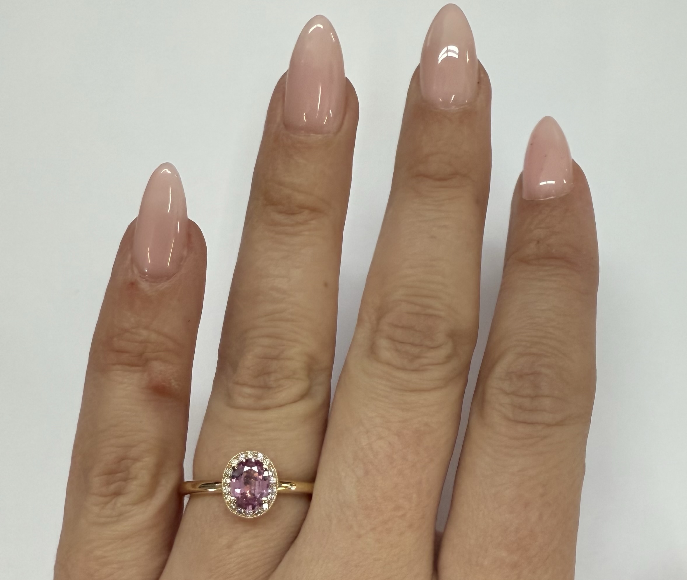 14k Yellow Gold Genuine .80 Cttw Pink Sapphire & Diamond Halo Ring - Image 37