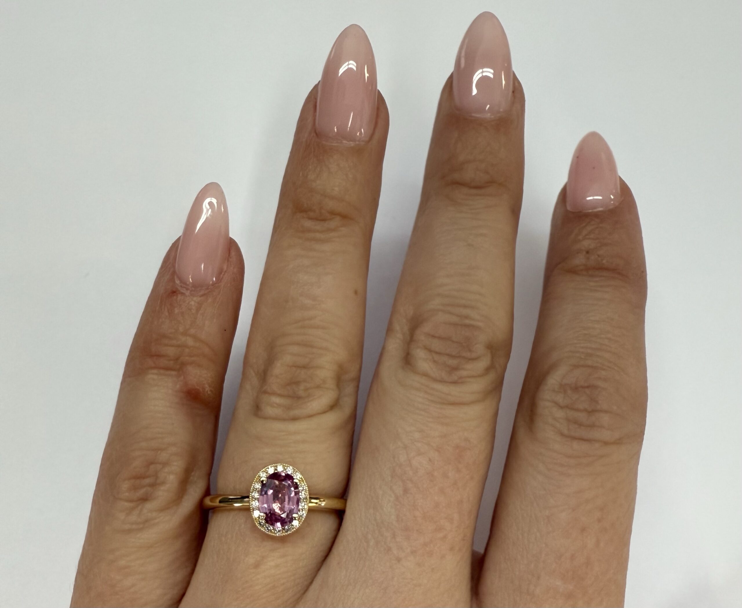 14k Yellow Gold Genuine .80 Cttw Pink Sapphire & Diamond Halo Ring - Image 38