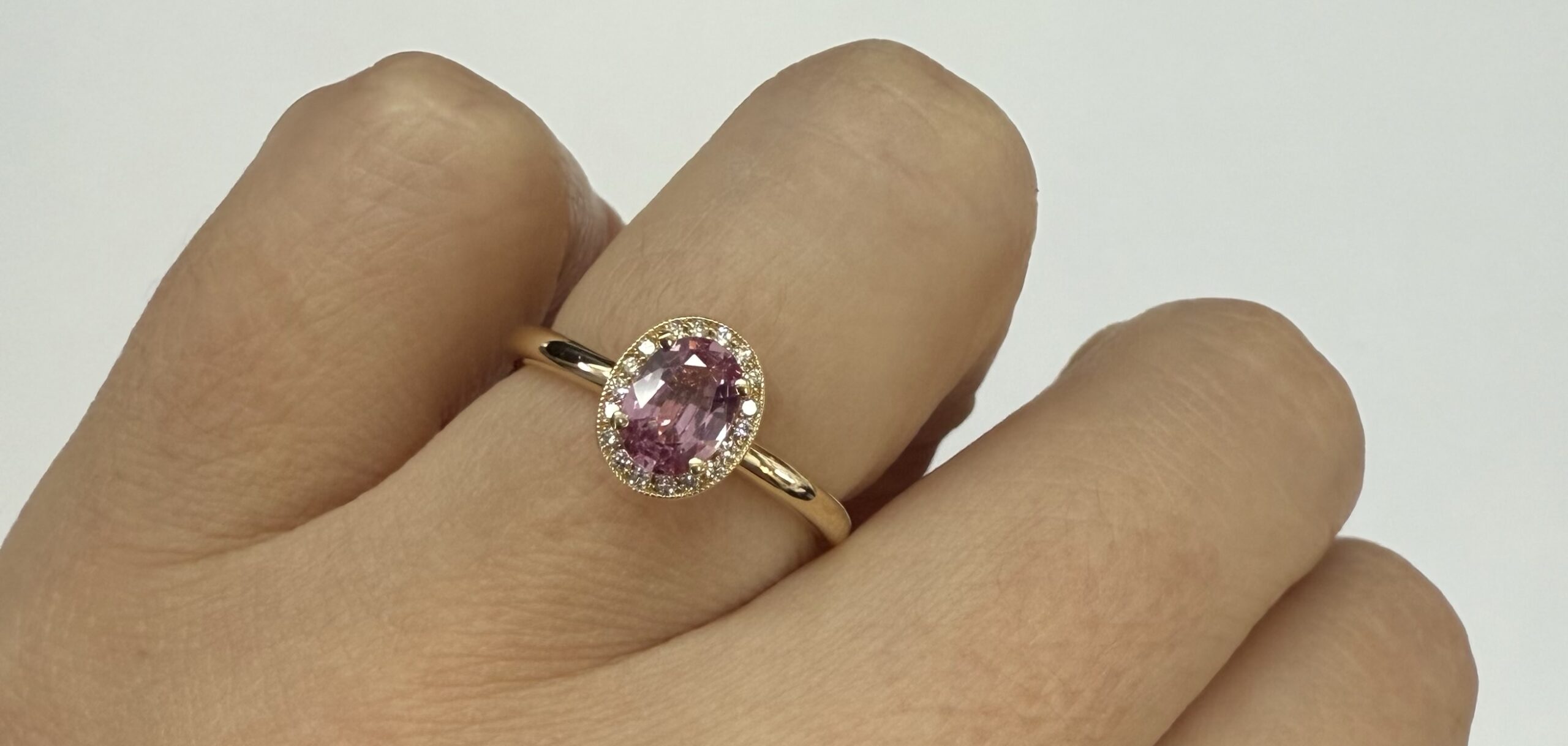 14k Yellow Gold Genuine .80 Cttw Pink Sapphire & Diamond Halo Ring - Image 39