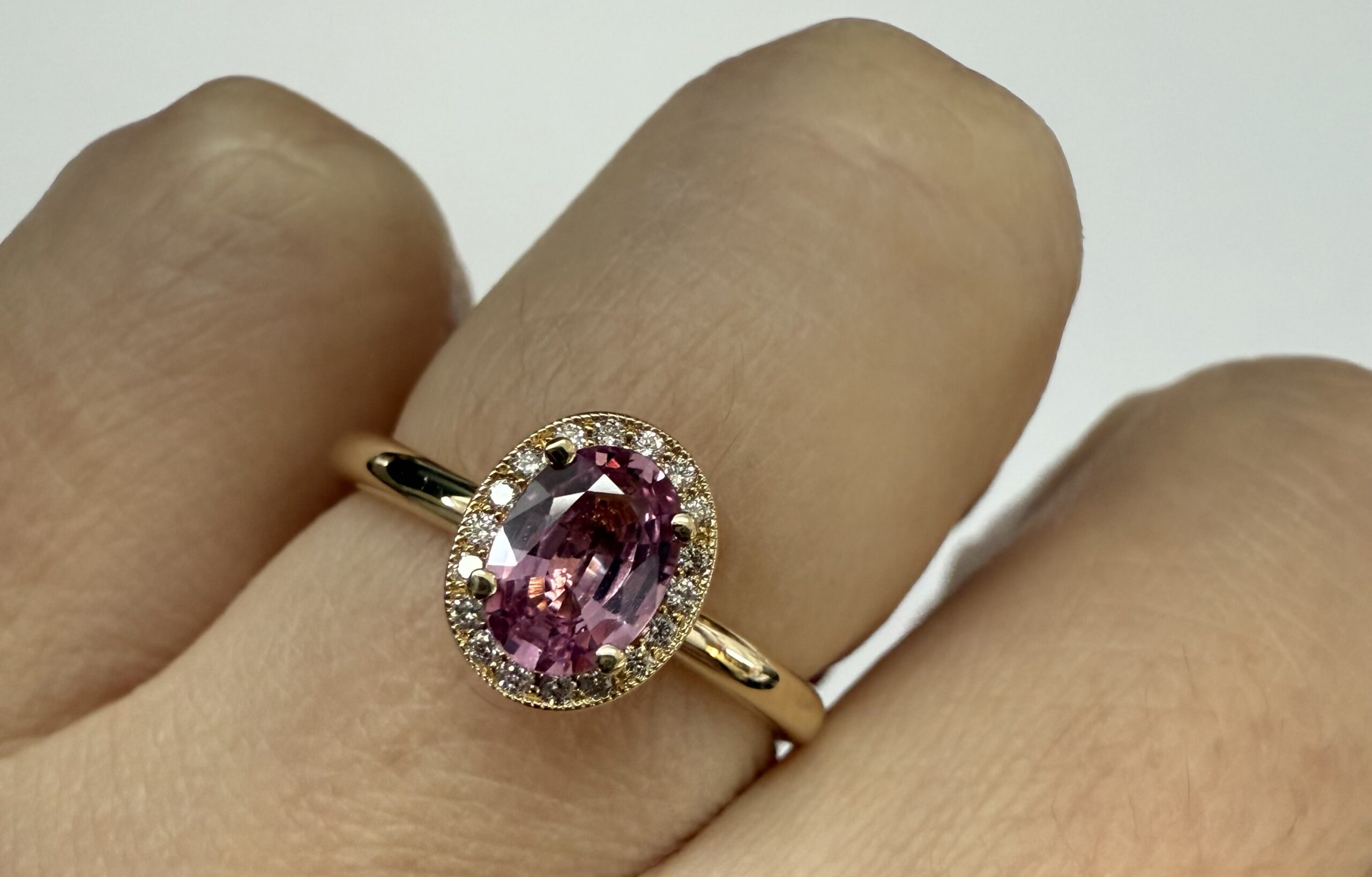 14k Yellow Gold Genuine .80 Cttw Pink Sapphire & Diamond Halo Ring - Image 40