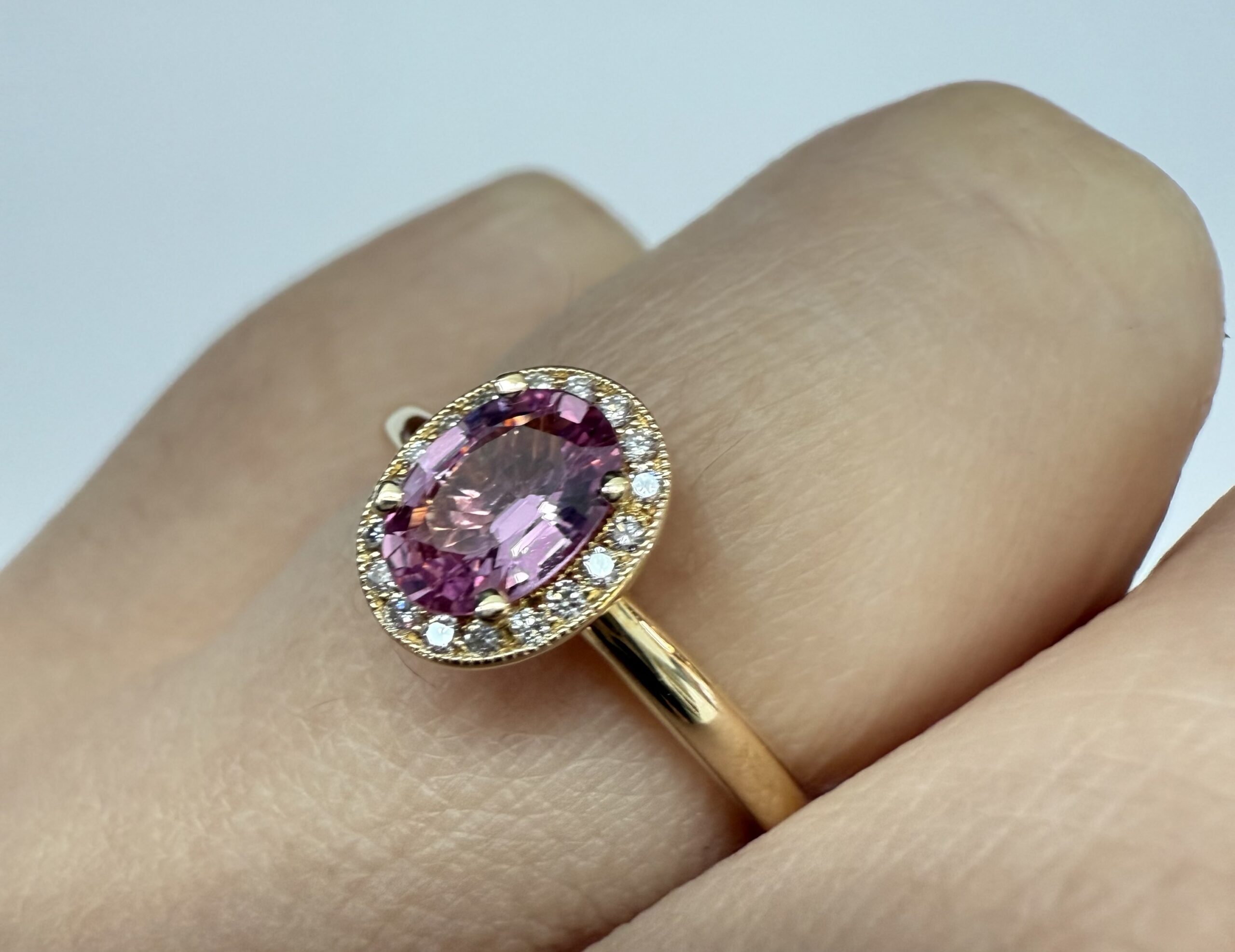 14k Yellow Gold Genuine .80 Cttw Pink Sapphire & Diamond Halo Ring - Image 41