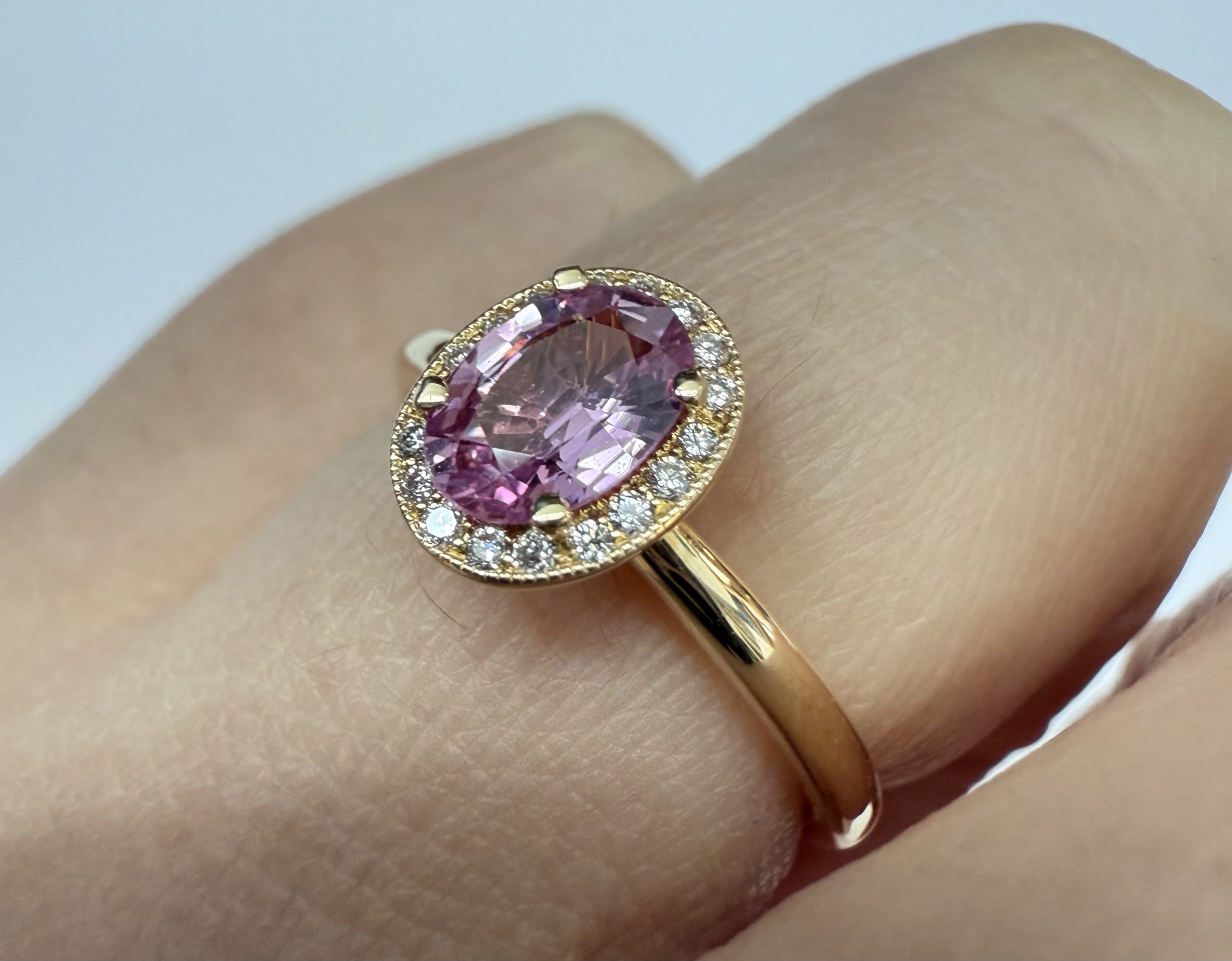 14k Yellow Gold Genuine .80 Cttw Pink Sapphire & Diamond Halo Ring - Image 42